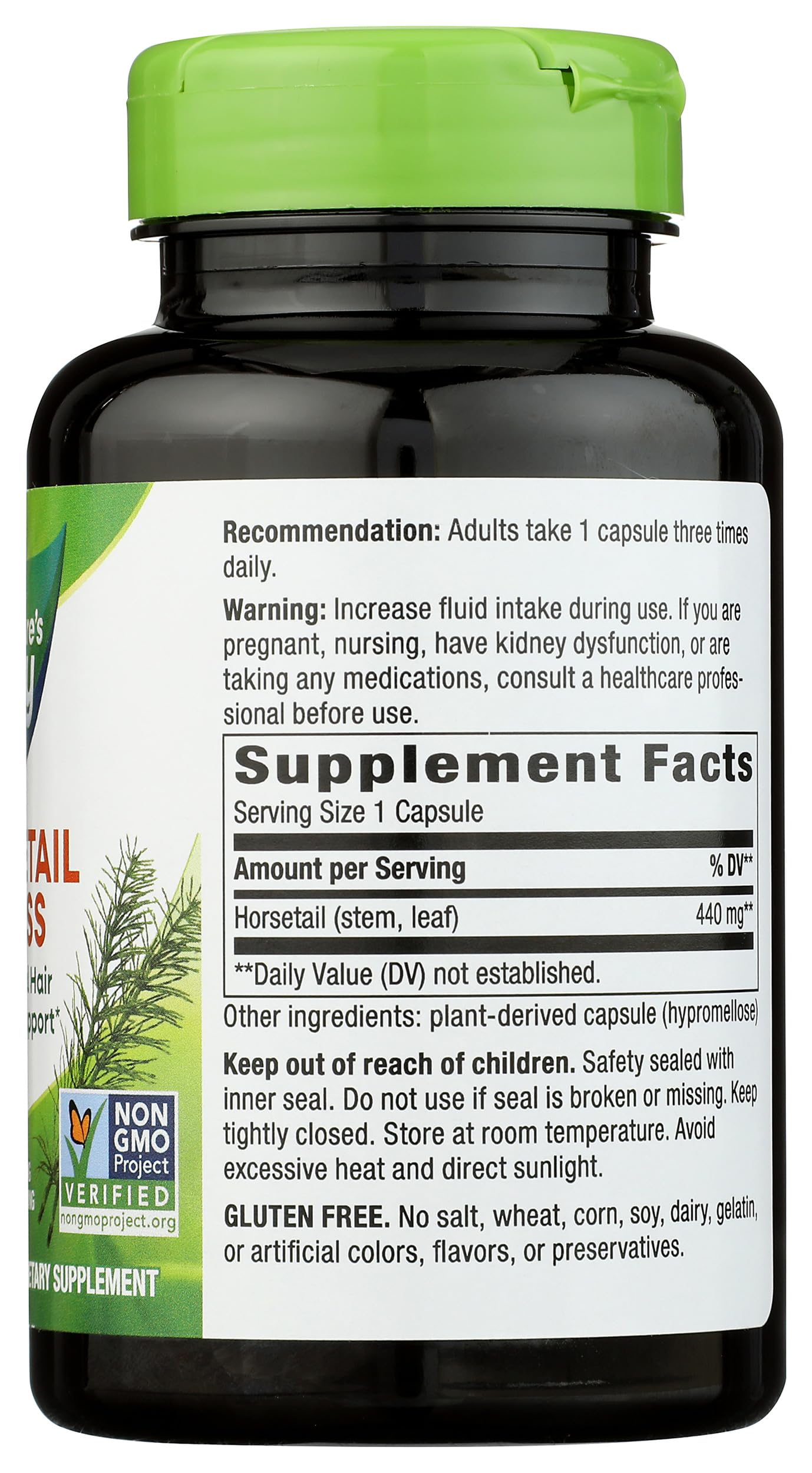 Nature's Way Premium Herbal Horsetail Grass 440 mg Capsule, 100 Count