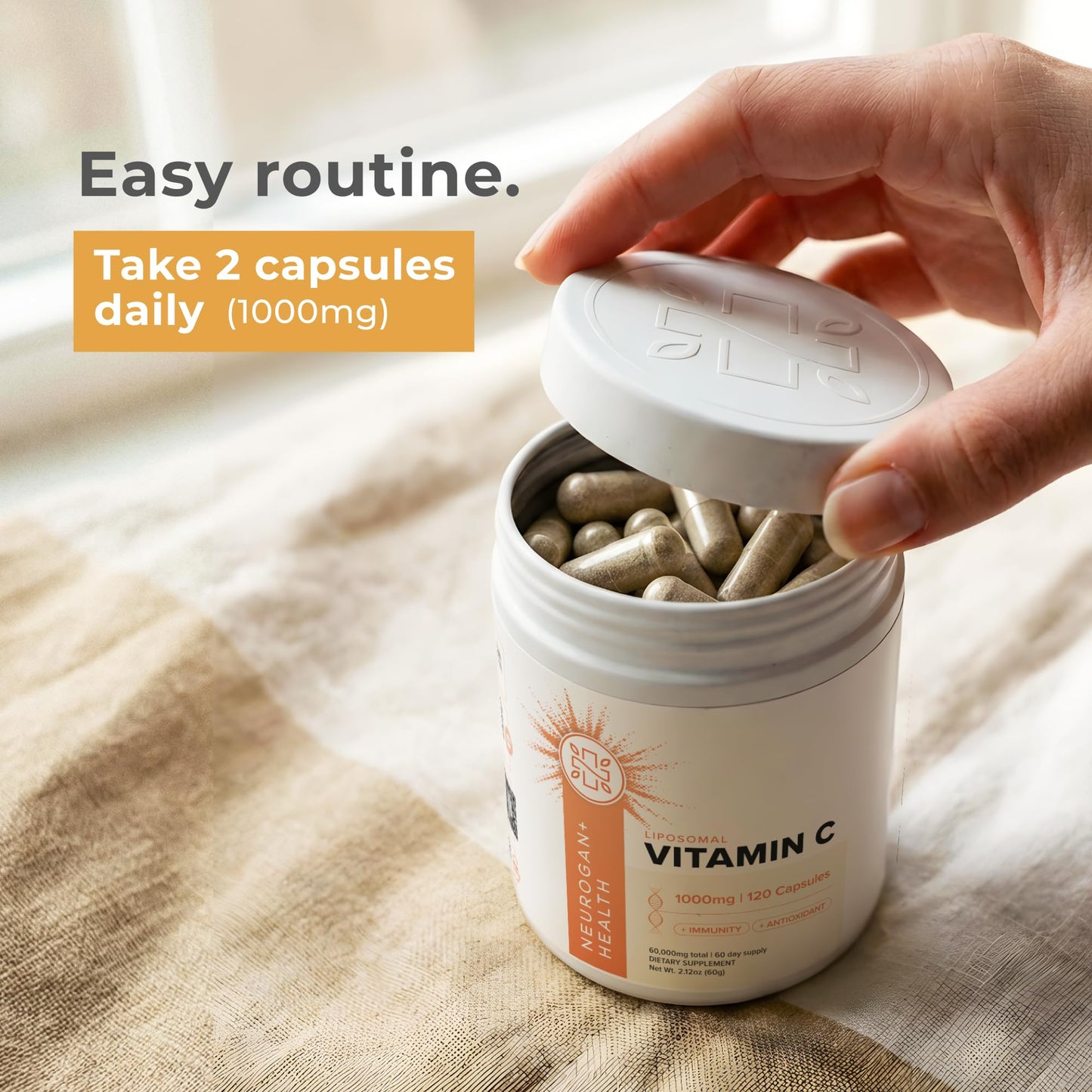 Neurogan Liposomal Vitamin C Capsules - 1000mg Vitamin C - Immune Support, Collagen, Energy, Antioxidant Support - Soy-Free Non-GMO Vegan-Friendly, 120 Capsules