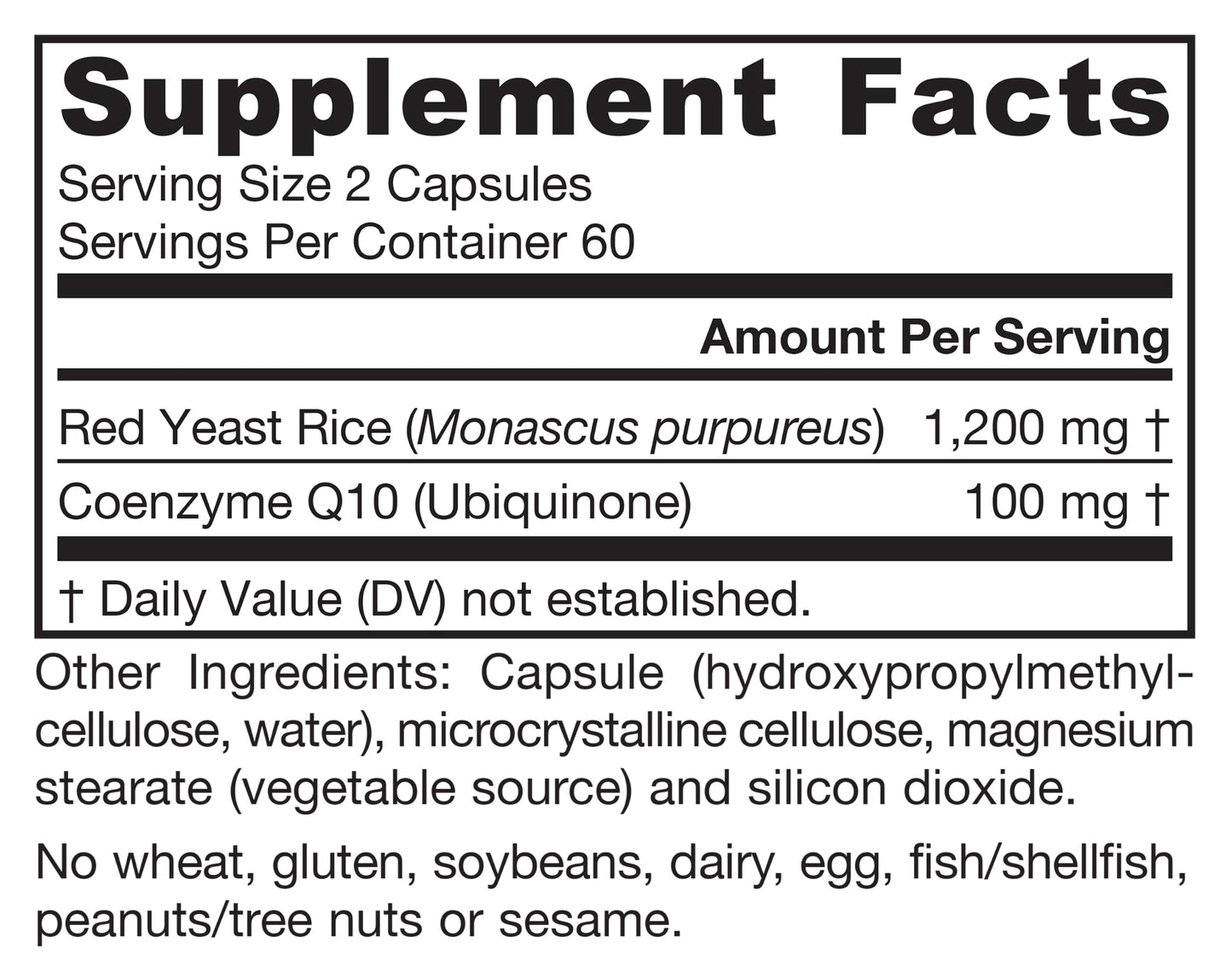 Jarrow Formulas Red Yeast Rice 1200 mg with CoQ10 100 mg (Q10) Capsules 120