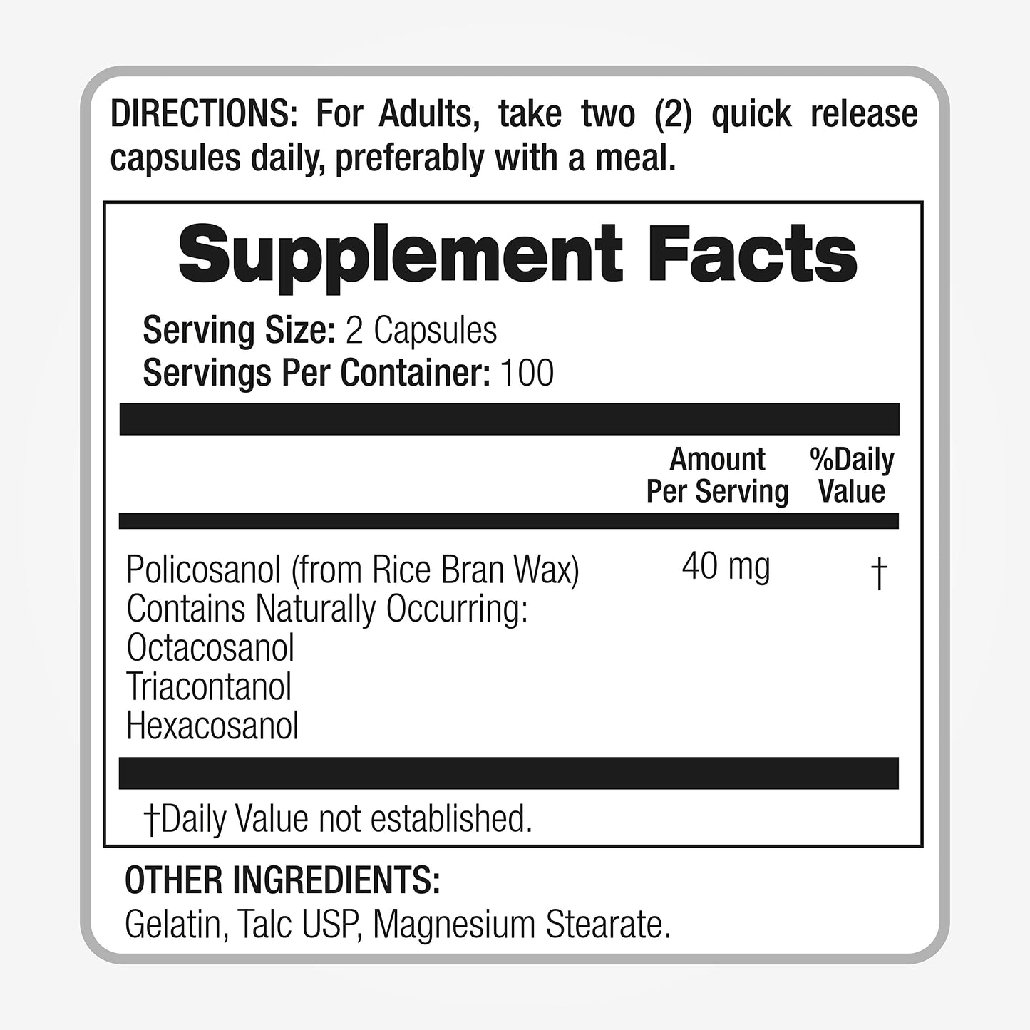 FITO MEDIC'S Policosanol Supplement Capsules, 200 Capsules