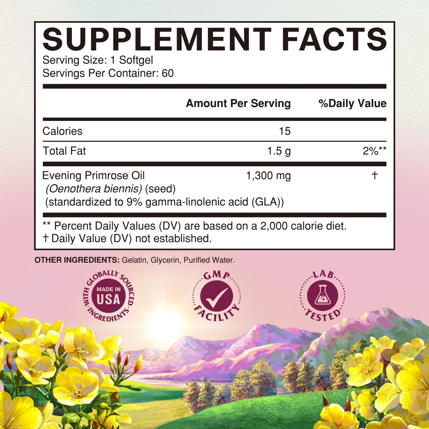 Vitalitown Evening Primrose Oil 1300mg Softgels, 60 Count