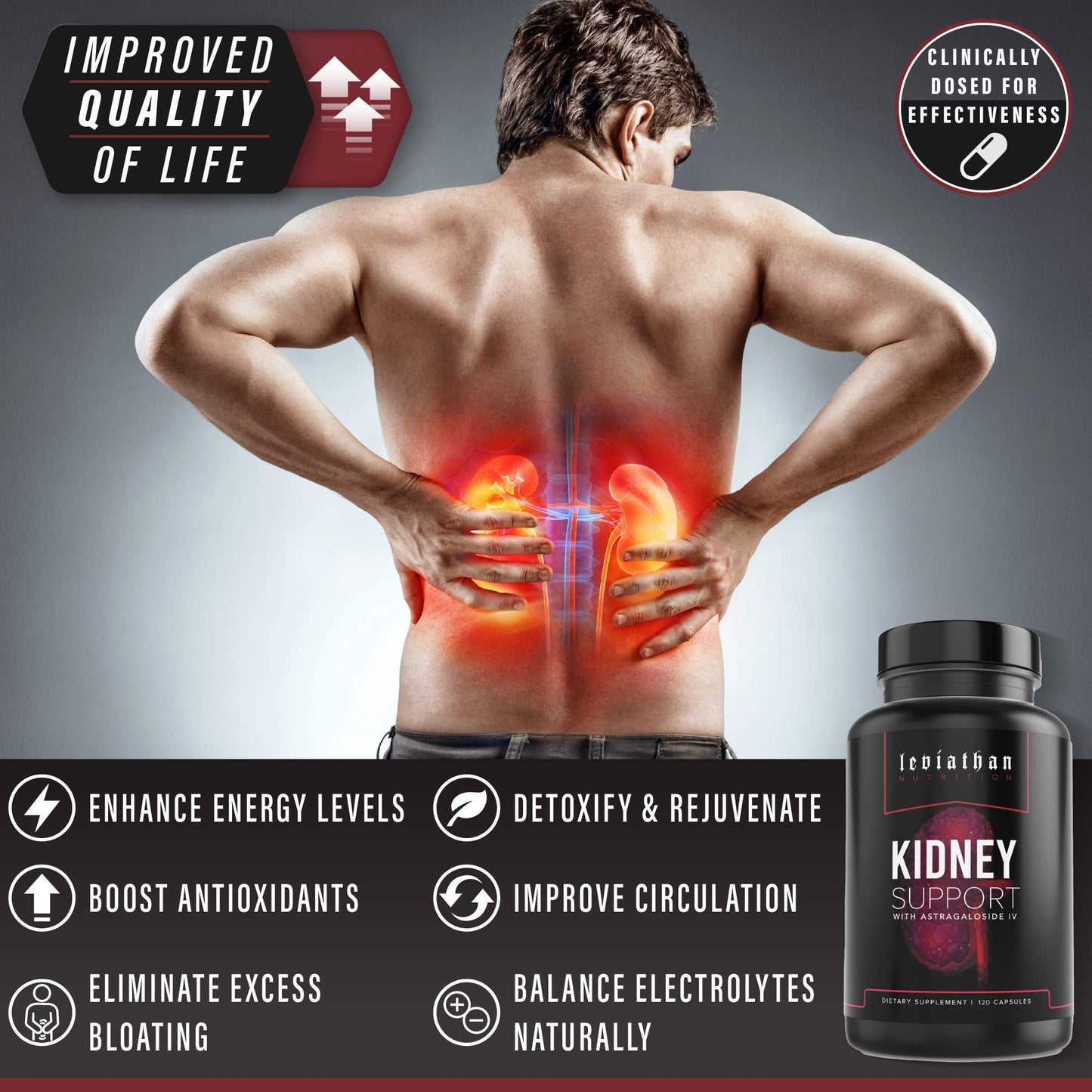Leviathan Nutrition Super Kidney Cleanse & Urinary Detox Formula Capsules, 120 Count