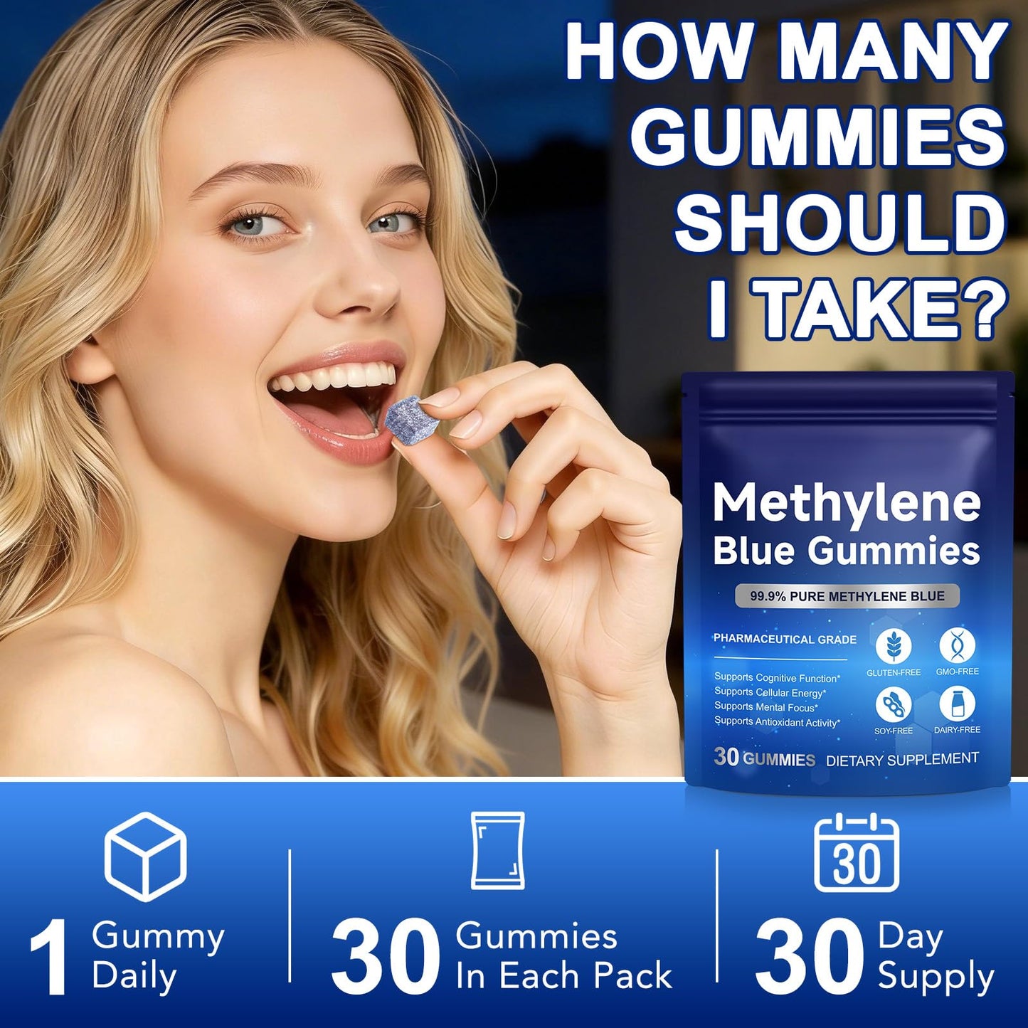 ECHTEYUN Methylene Blue Gummies 5mg, 30 Gummies