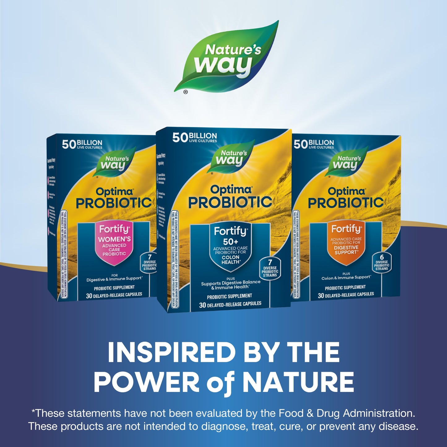 Nature's Way Fortify Optima Probiotic for Adults 50+, 50 Billion Live Cultures, Capsules, 30 Count