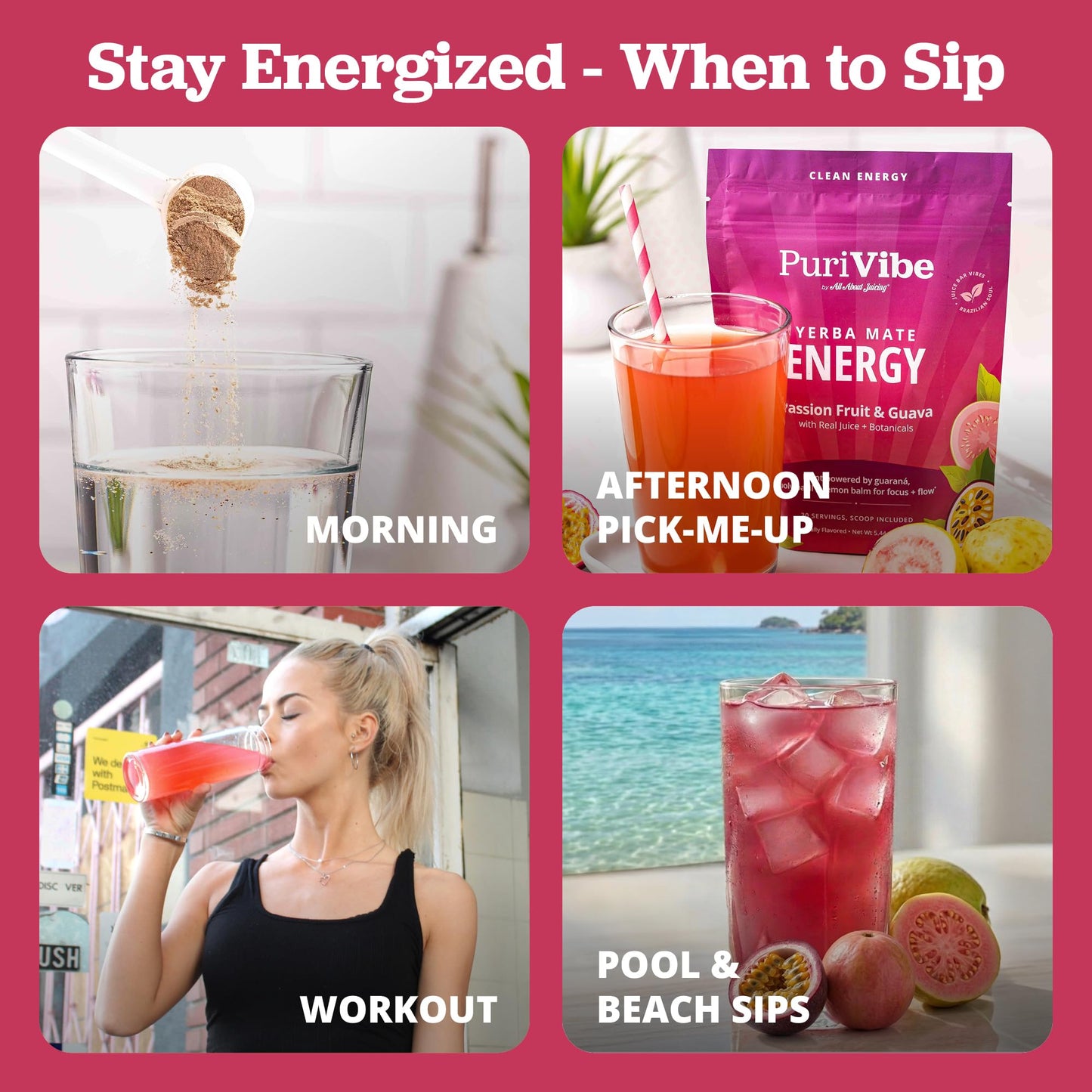 All About Juicing Yerba Mate Energy Drinks Powder 11 Servings