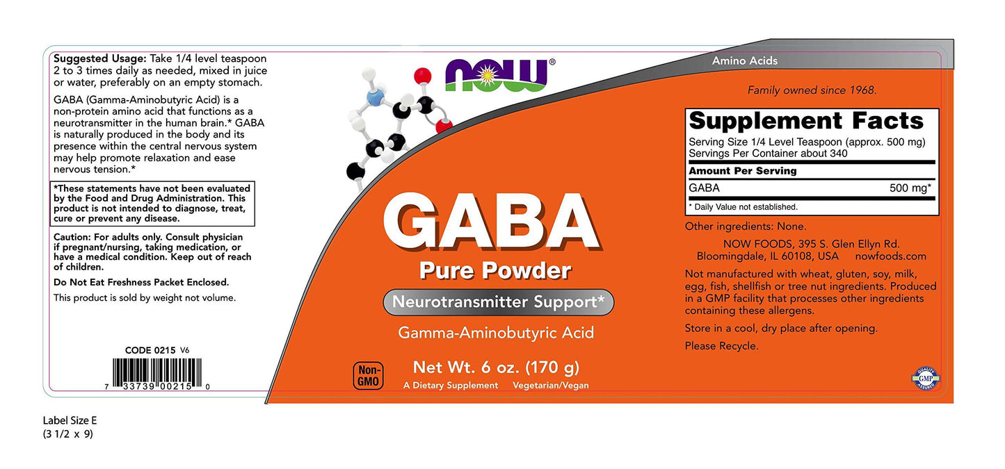 NOW Foods GABA Powder 6 Ounce
