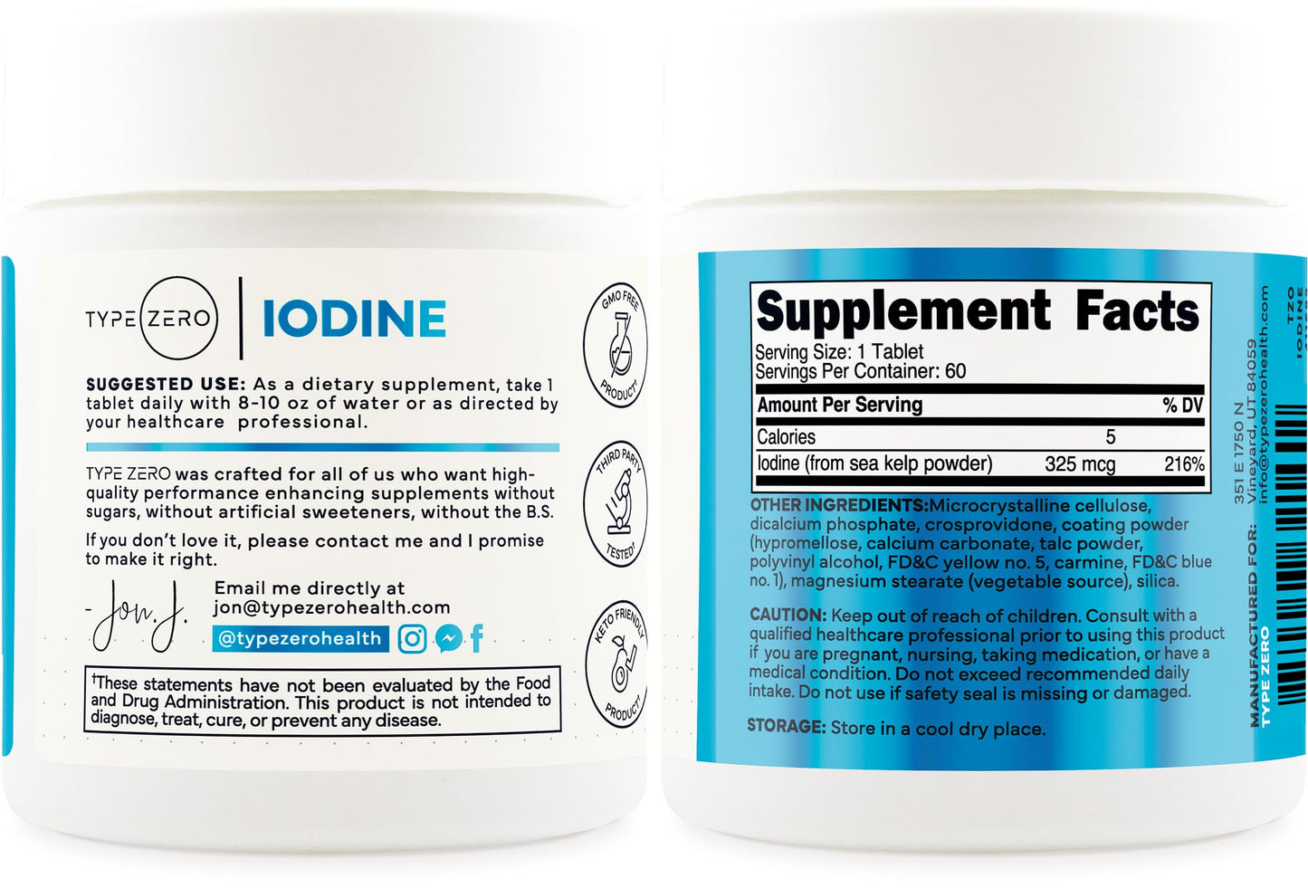 Type Zero Clean Iodine Tablets Powder, 1 Ounce