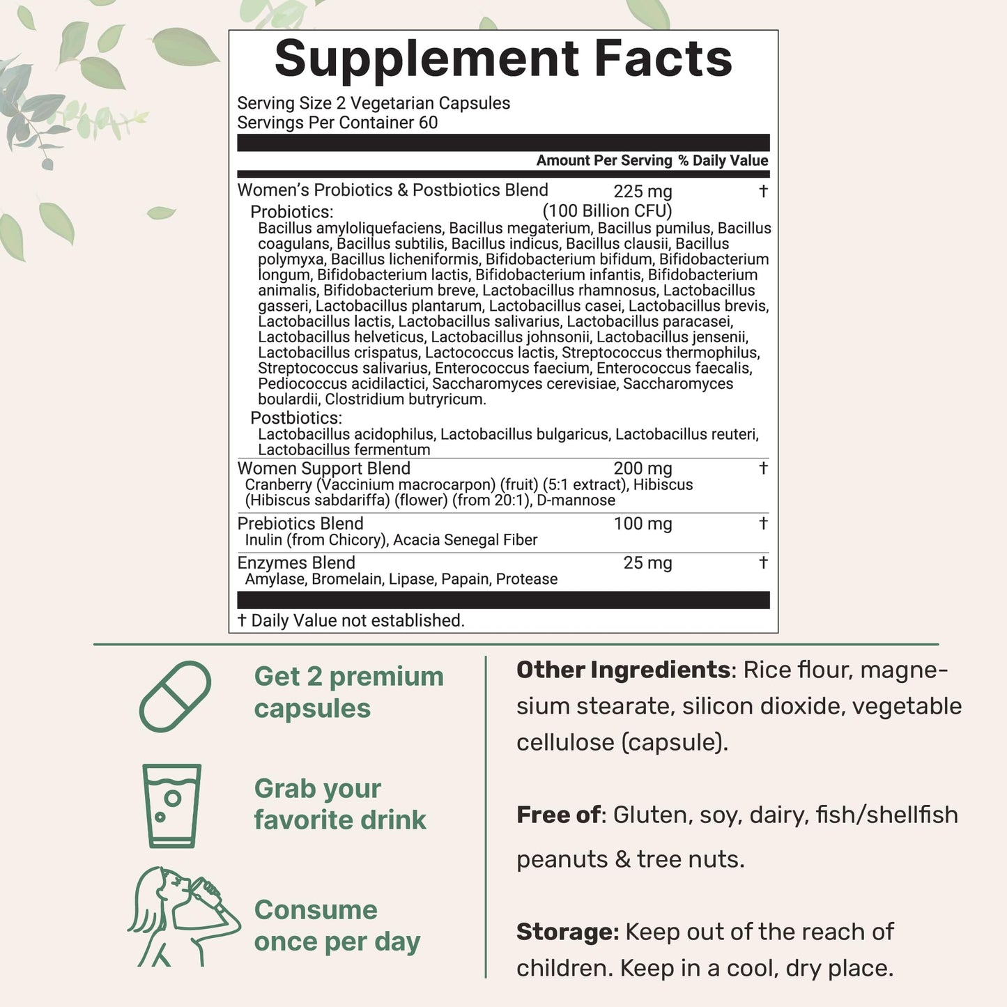 Micro Ingredients Organic Triple Fiber Powder & Women’s Probiotics 100 Billion CFU Veggie Capsules, 2 Pack