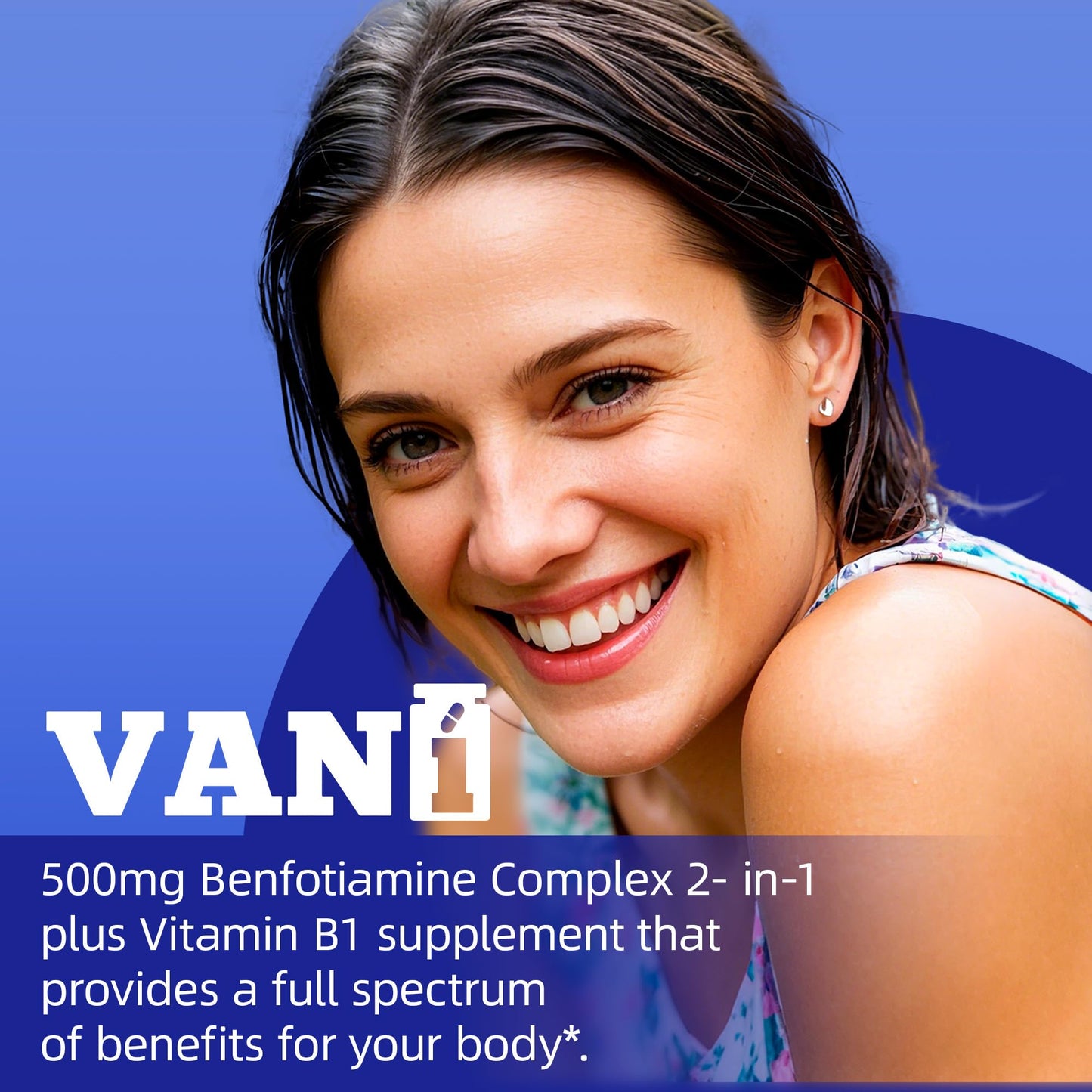 VANI Vitamin B1 with Benfotiamine 500mg Capsules, 120 Count