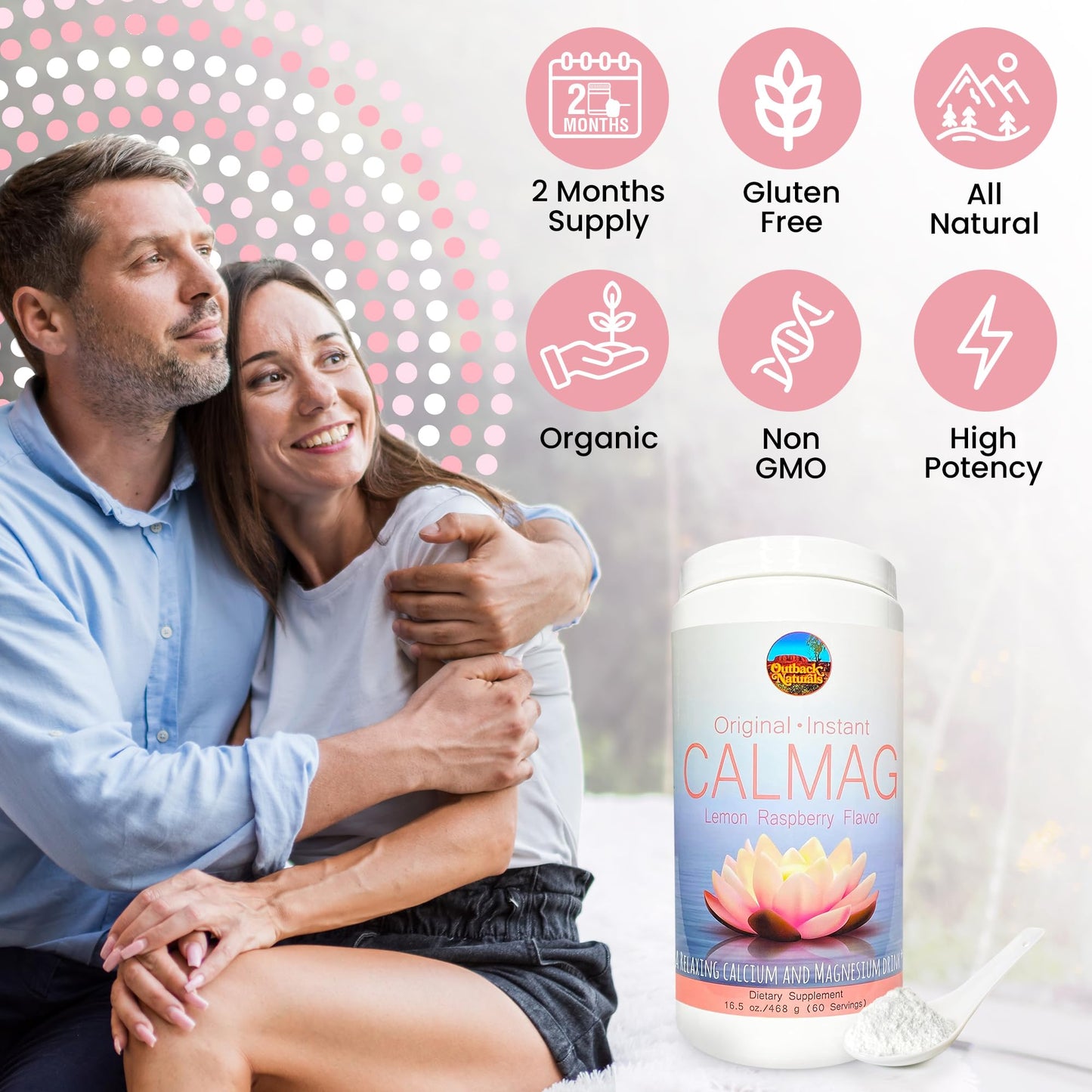 Outback Naturals CalMag 2:1 High Absorption Calcium Magnesium Citrate Powder Supplement, Lemon Raspberry Flavor, 16 oz