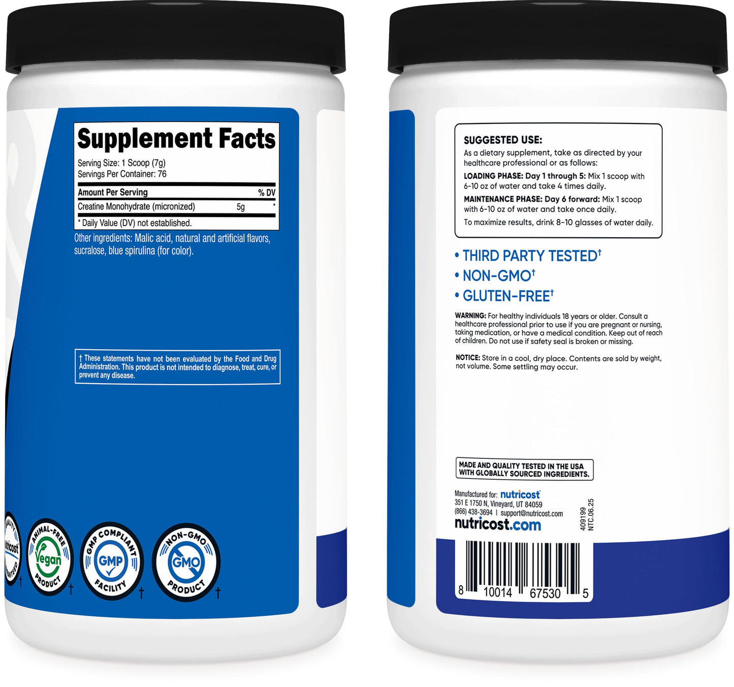 Nutricost Creatine Monohydrate Powder 500 Gram 17.9