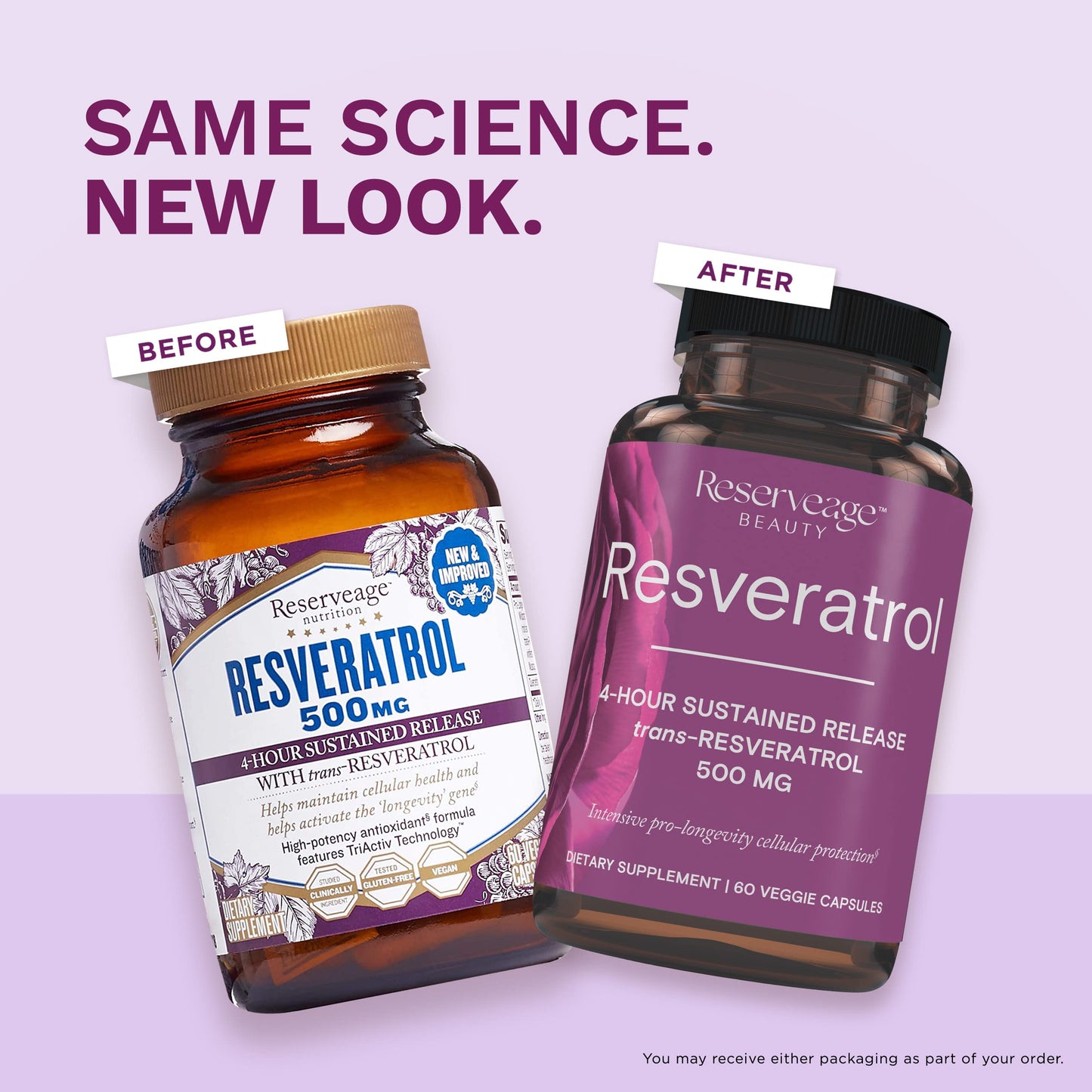 Reserveage Nutrition Resveratrol 500 mg Trans-Resveratrol Antioxidant Supplement Capsule 120 Count