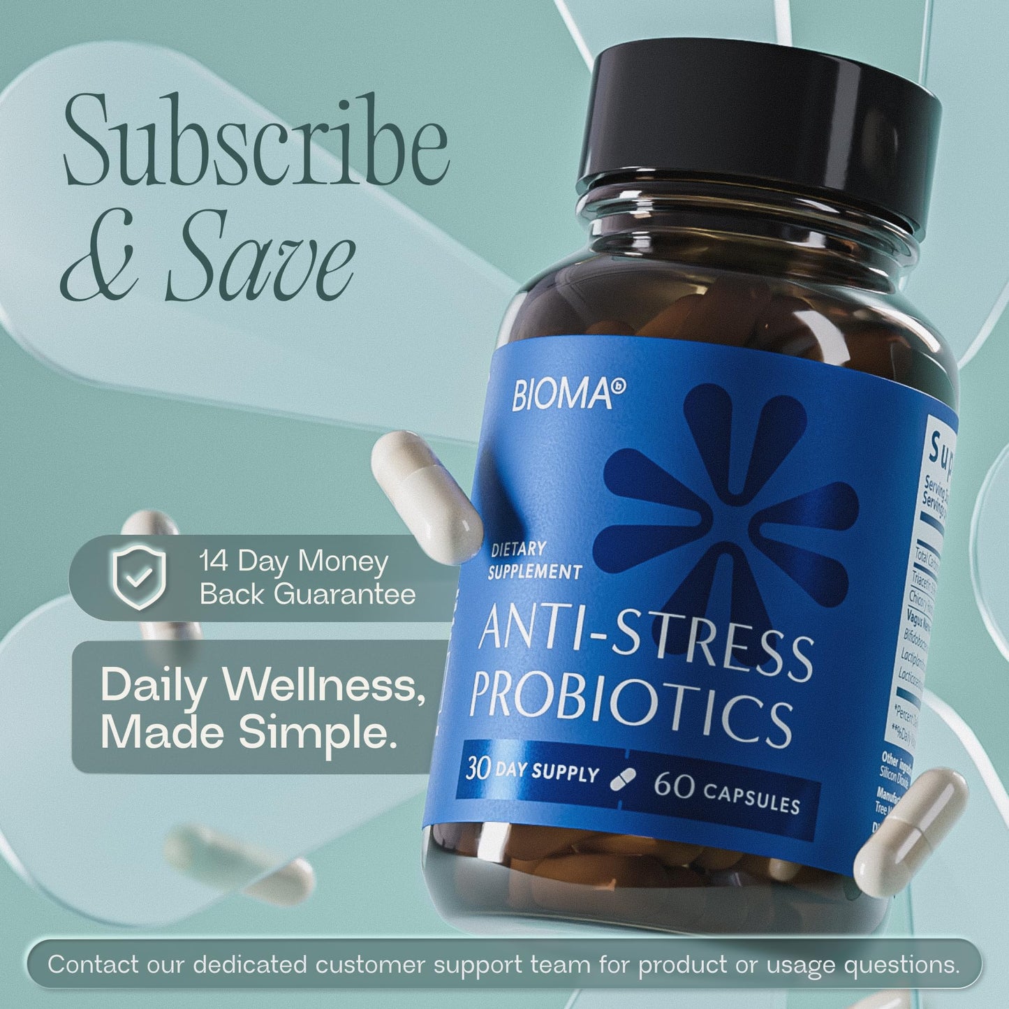 BIOMA Anti-Stress Probiotics Capsules 60 Count