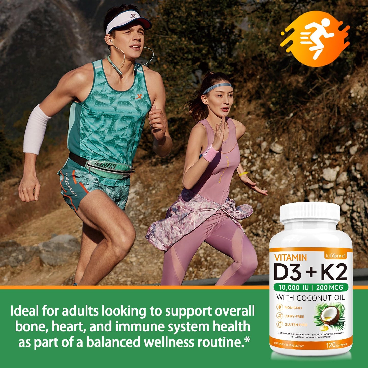 LOFUANNA Vitamin D3 K2 Softgels 120 Count