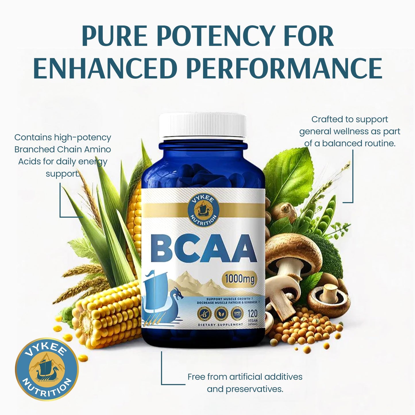 Vykee Nutrition BCAA Capsules 120 Count