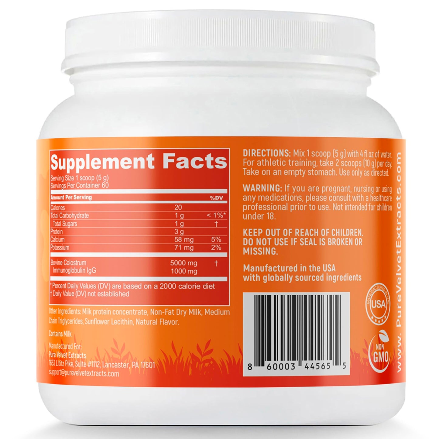 Pure Velvet Colostrum Powder 10.58 Ounce