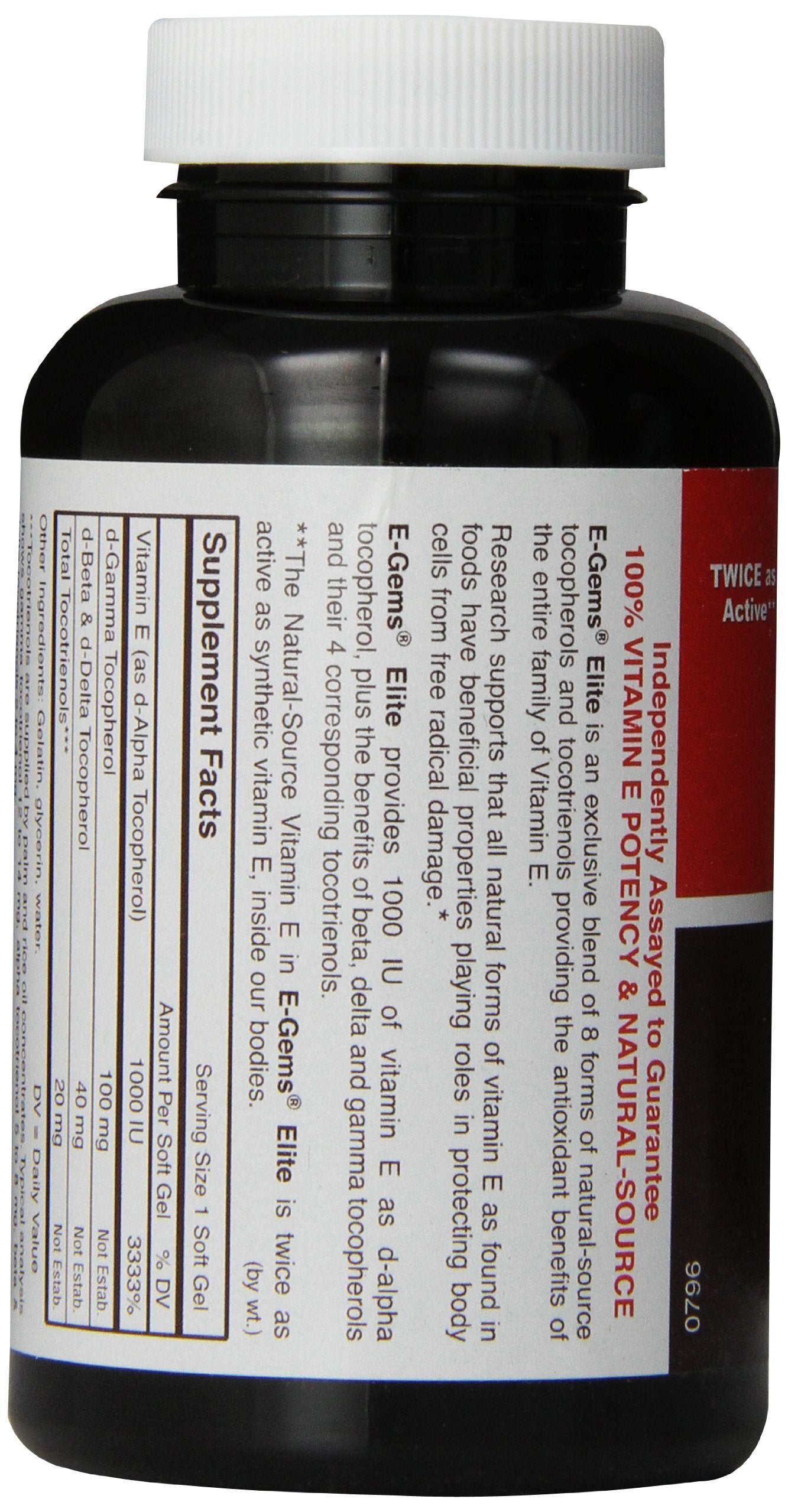 Carlson E-Gems Natural Vitamin E Elite 1000 IU Softgels, 60 Count