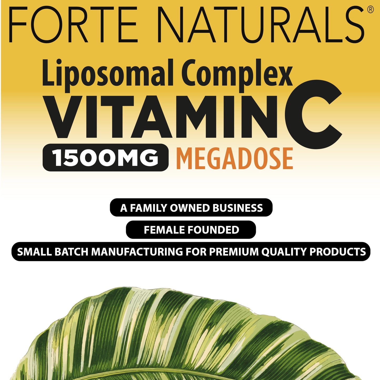 FORTE NATURALS High Dose Vitamin C 1500mg Liposomal C Complex with Sunflower Lecithin 180 Capsules