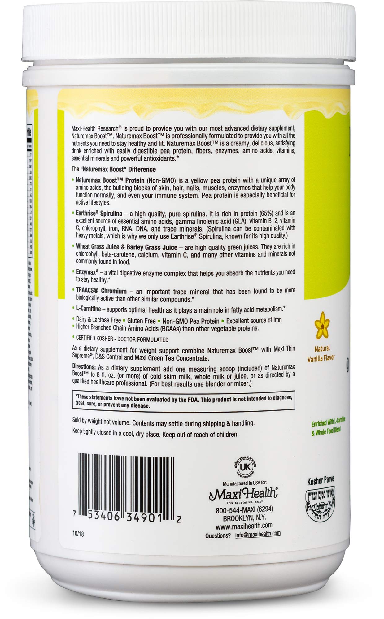 Maxi Health NatureMax Boost Pea Protein Powder Vanilla, 1 oz