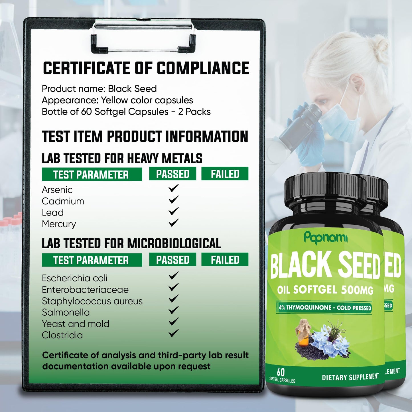 Papnami Premium Black Seed Oil Softgel Capsules, 120 Count