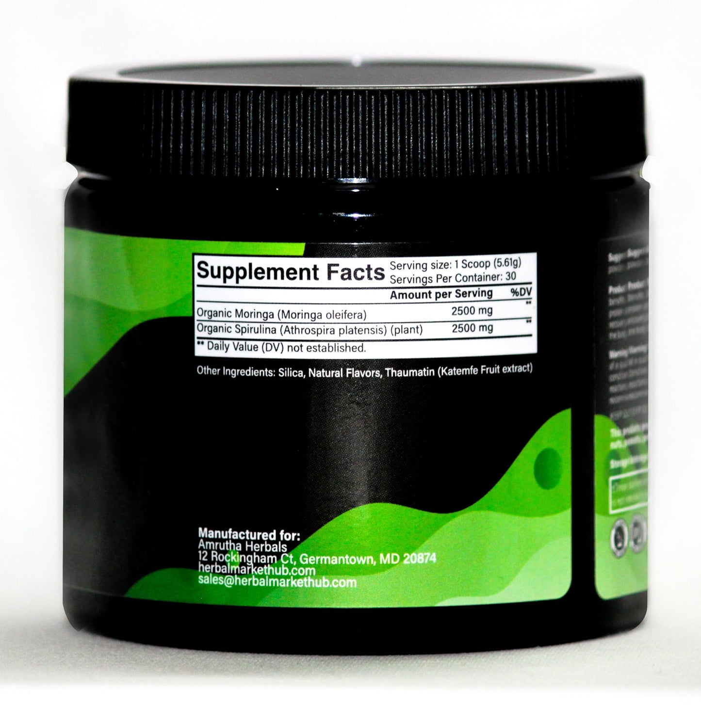 Amrutha Herbals Organic Spirulina + Organic Moringa Greens Powder, 5.94 Ounce