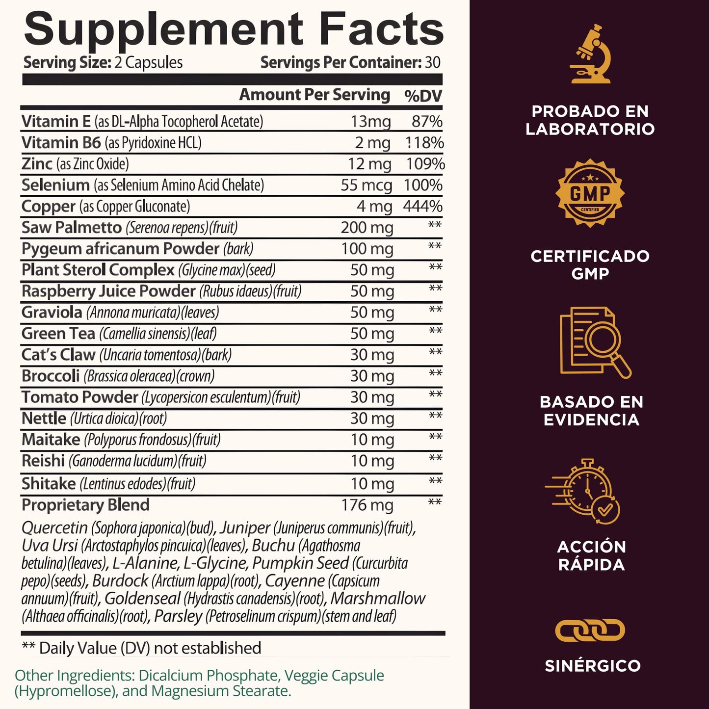 TODICAMP Prostate Support Supplement Formula with Saw Palmetto Extract and Bladder Control Complex Capsules 60 Count