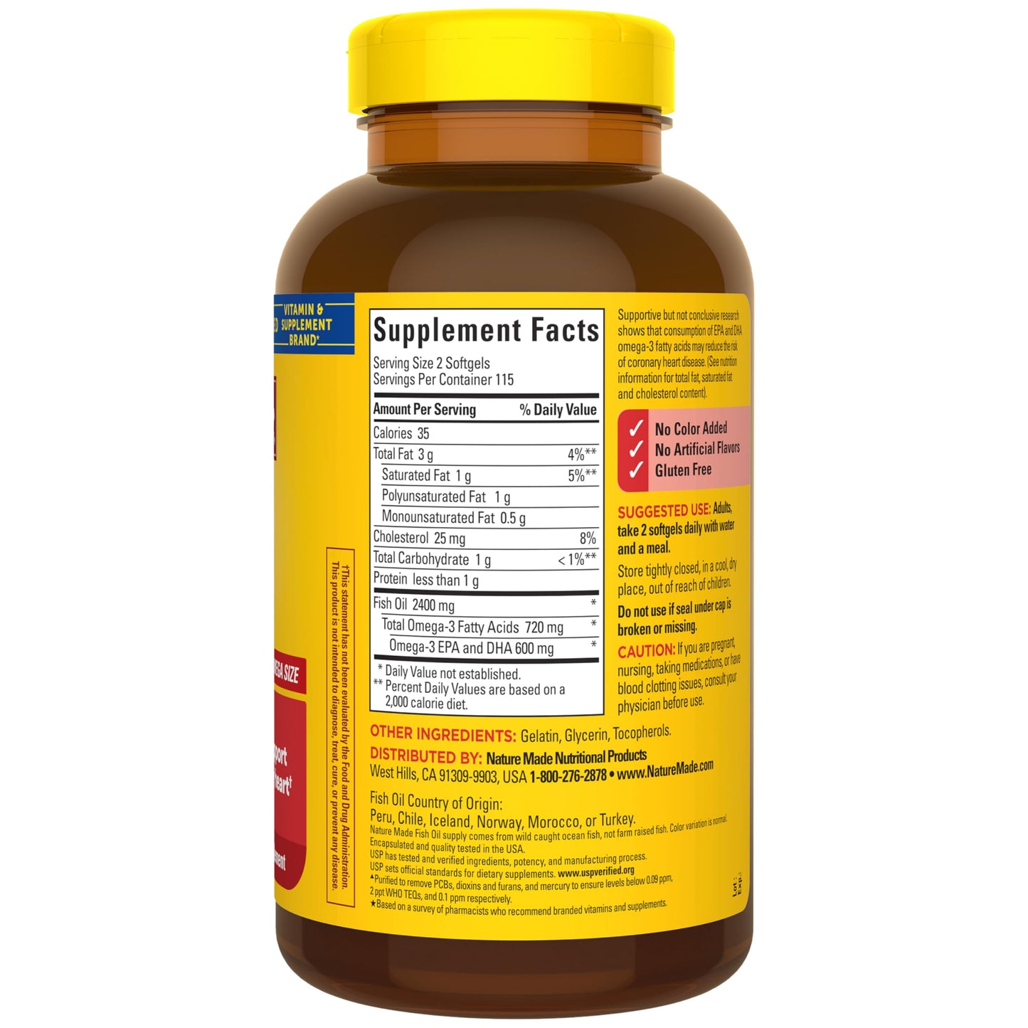 Nature Made Fish Oil Omega-3 Supplements Softgels, 230 Softgels
