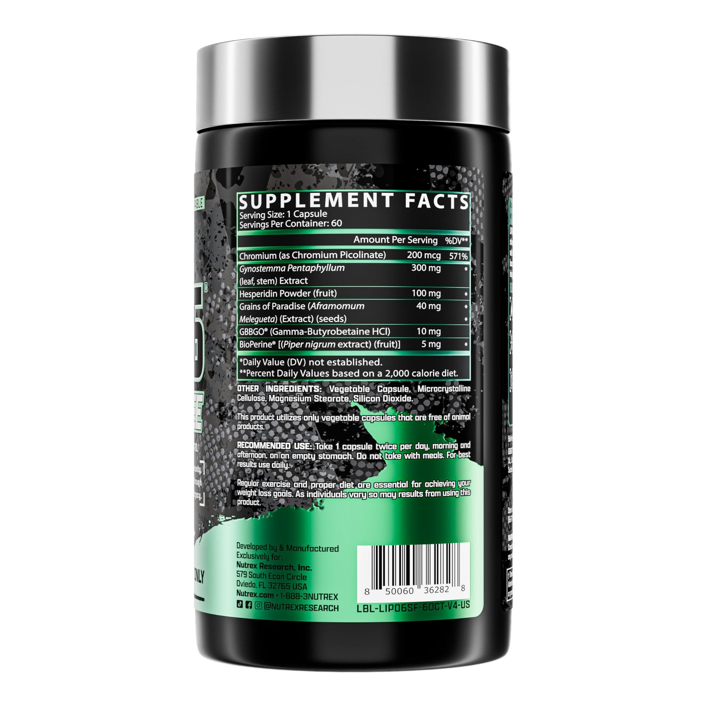 Nutrex Research LIPO SIX Stim-Free Metabolism & Appetite Support Capsule, 60 Count