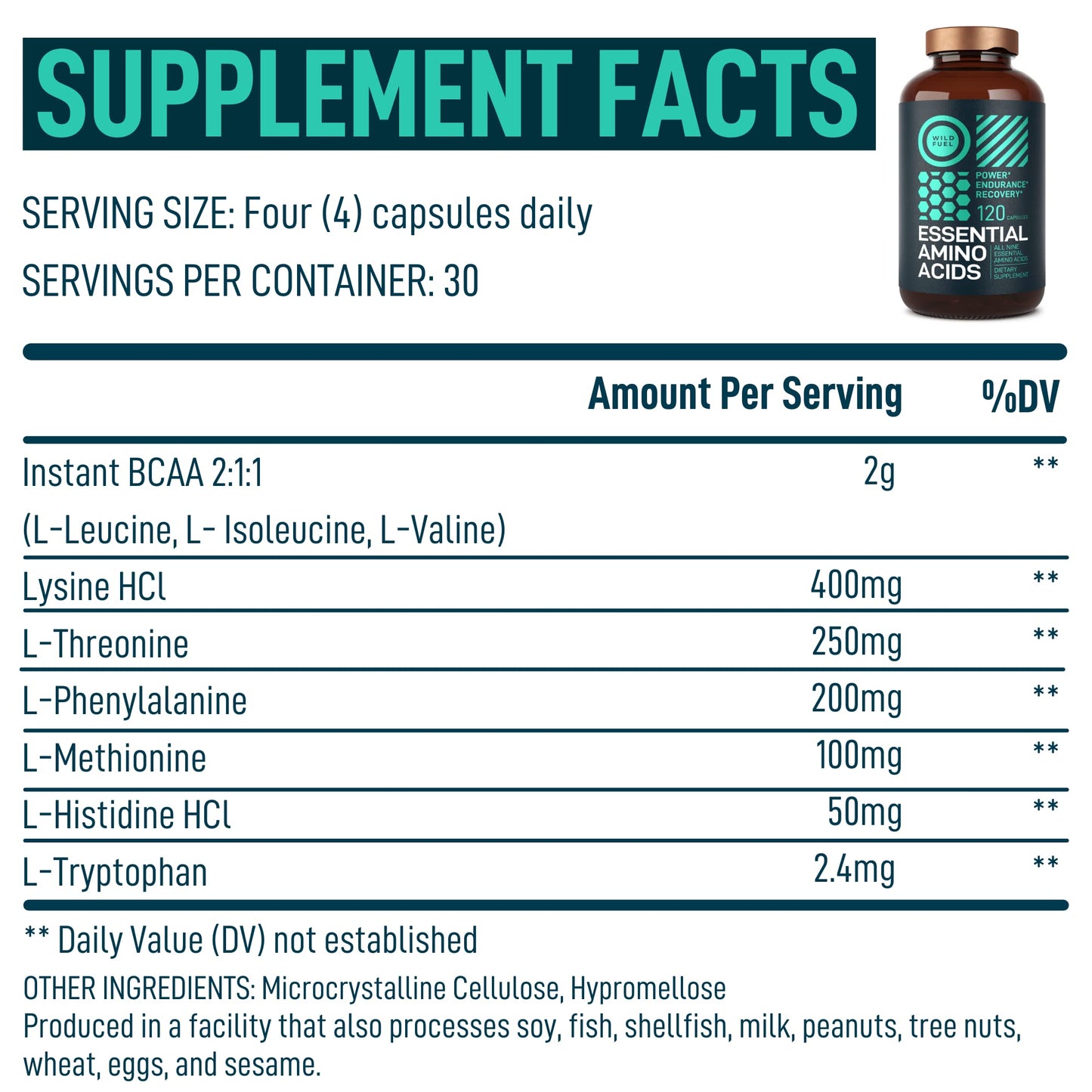 WILD FUEL Essential Amino Acid Complex BCAAs Capsules 240
