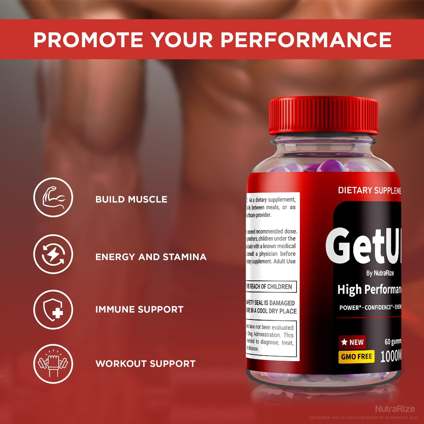 NutraRize Get Up Multivitamin Gummies, 120 Gummies