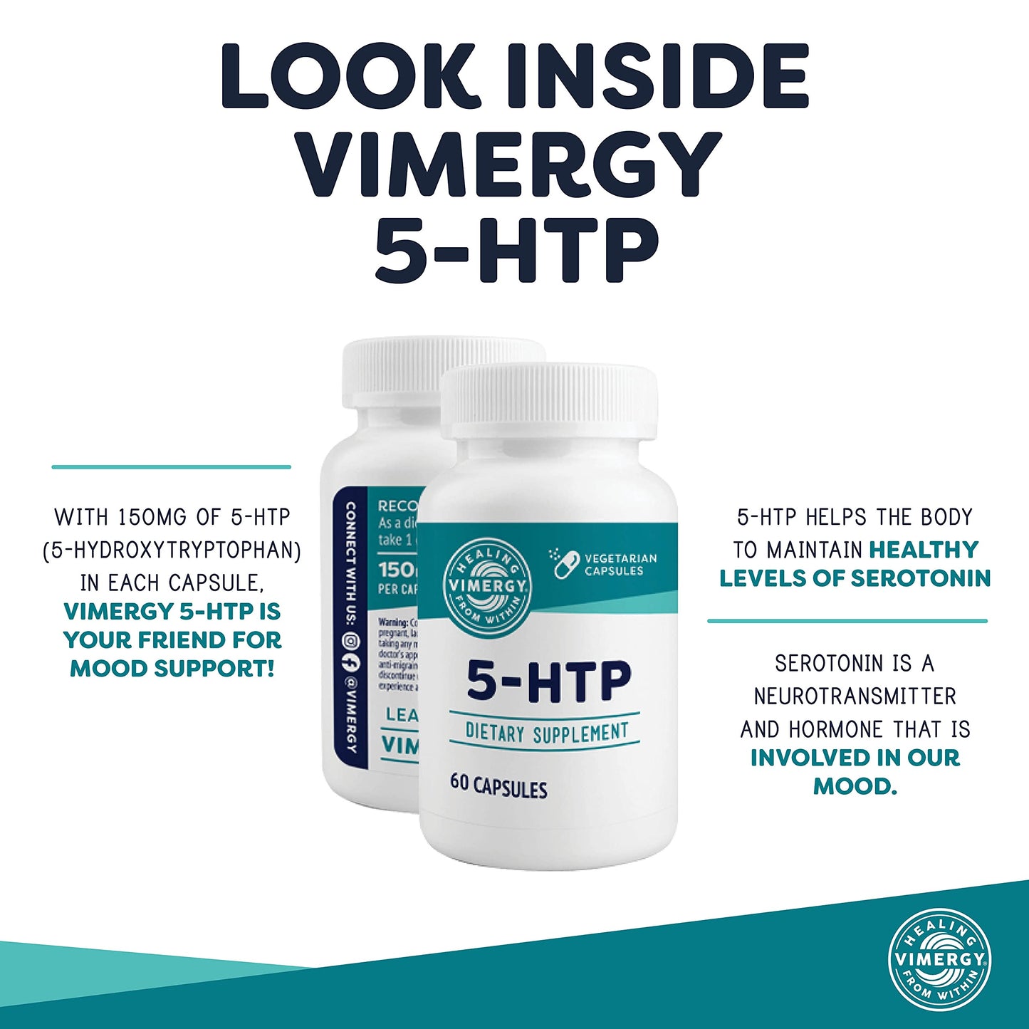 Vimergy 5-HTP for Healthy Sleep 150 mg Per Serving Capsules 60 Count