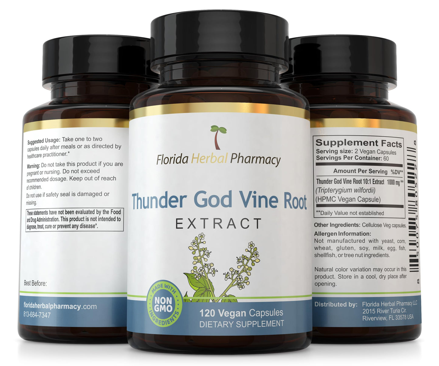 Florida Herbal Pharmacy Thunder God Vine Root Extract Capsules 120 Capsules