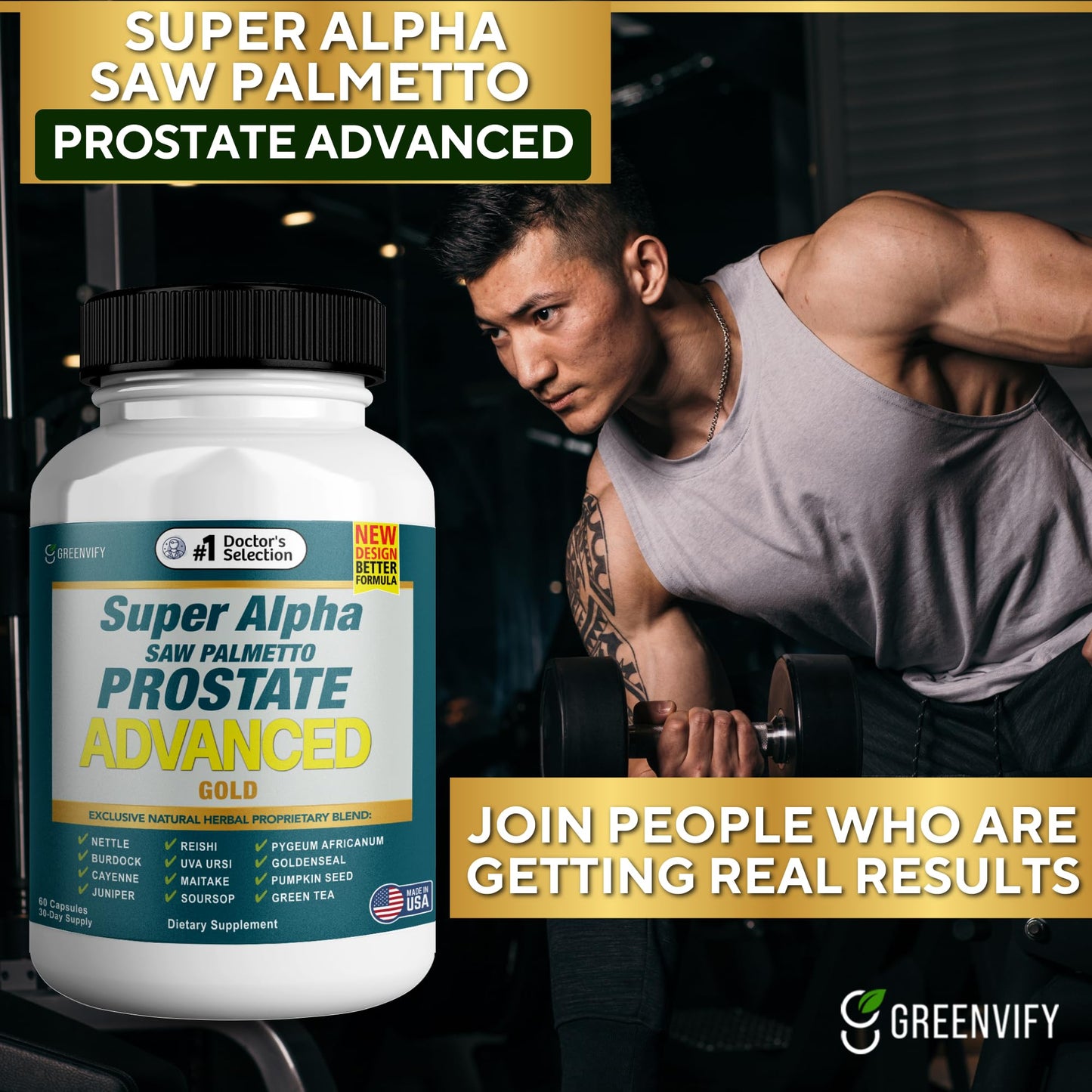 GREENVIFY Super Alpha Saw Palmetto Prostate Support, 60 Capsules