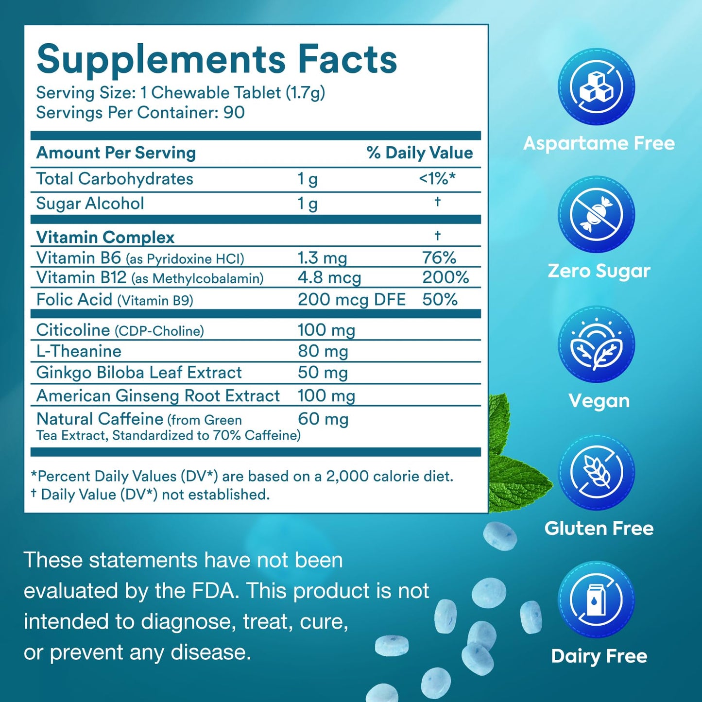Ruisafo Focus Gum Chewable 90 Count