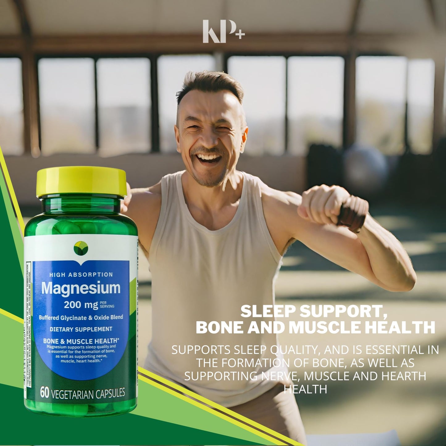 KP+ Magnesium 200 mg Sleep Support Bone & Muscle Health, 120 Capsules