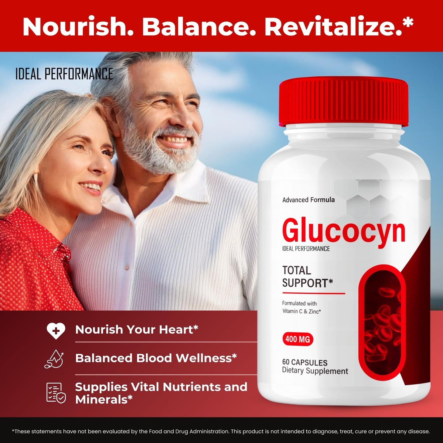 IDEAL PERFORMANCE Glucocyn Blood Support Capsules, 120 Capsules