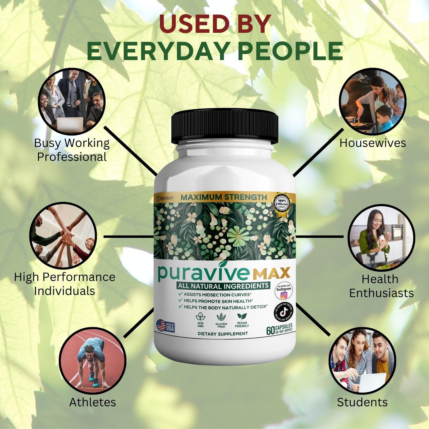 GREENVIFY Puravive MAX Natural Dietary Supplement 60 Capsules