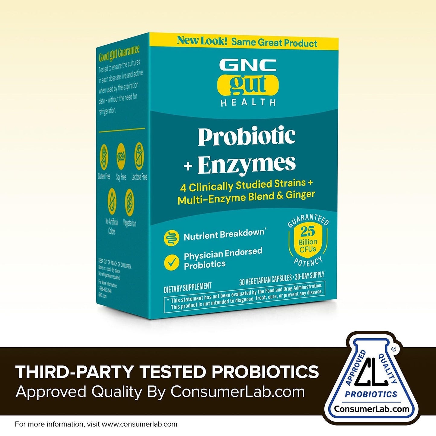 GNC Probiotic 25 Billion CFUs with Enzymes, 30 Capsules
