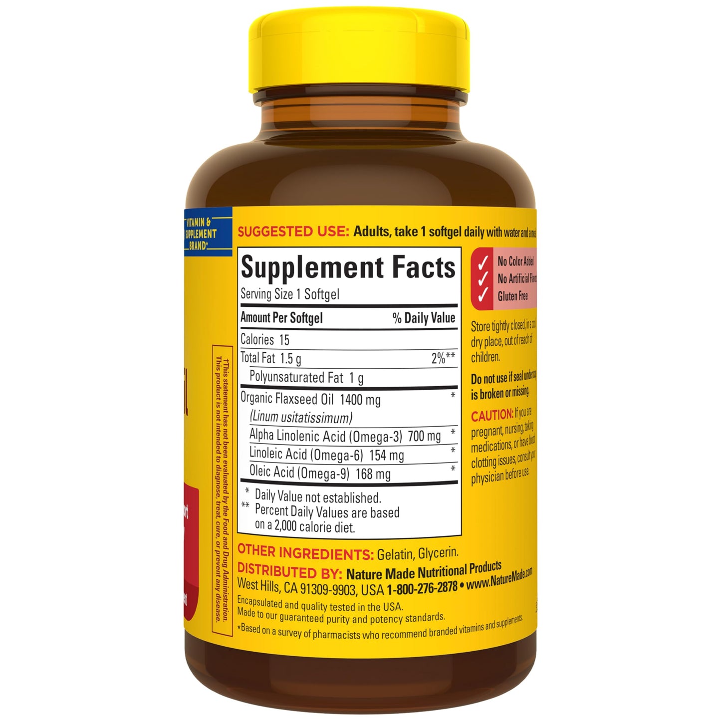 Nature Made Extra Strength Flaxseed Oil 1400 mg Softgels, 100 Count