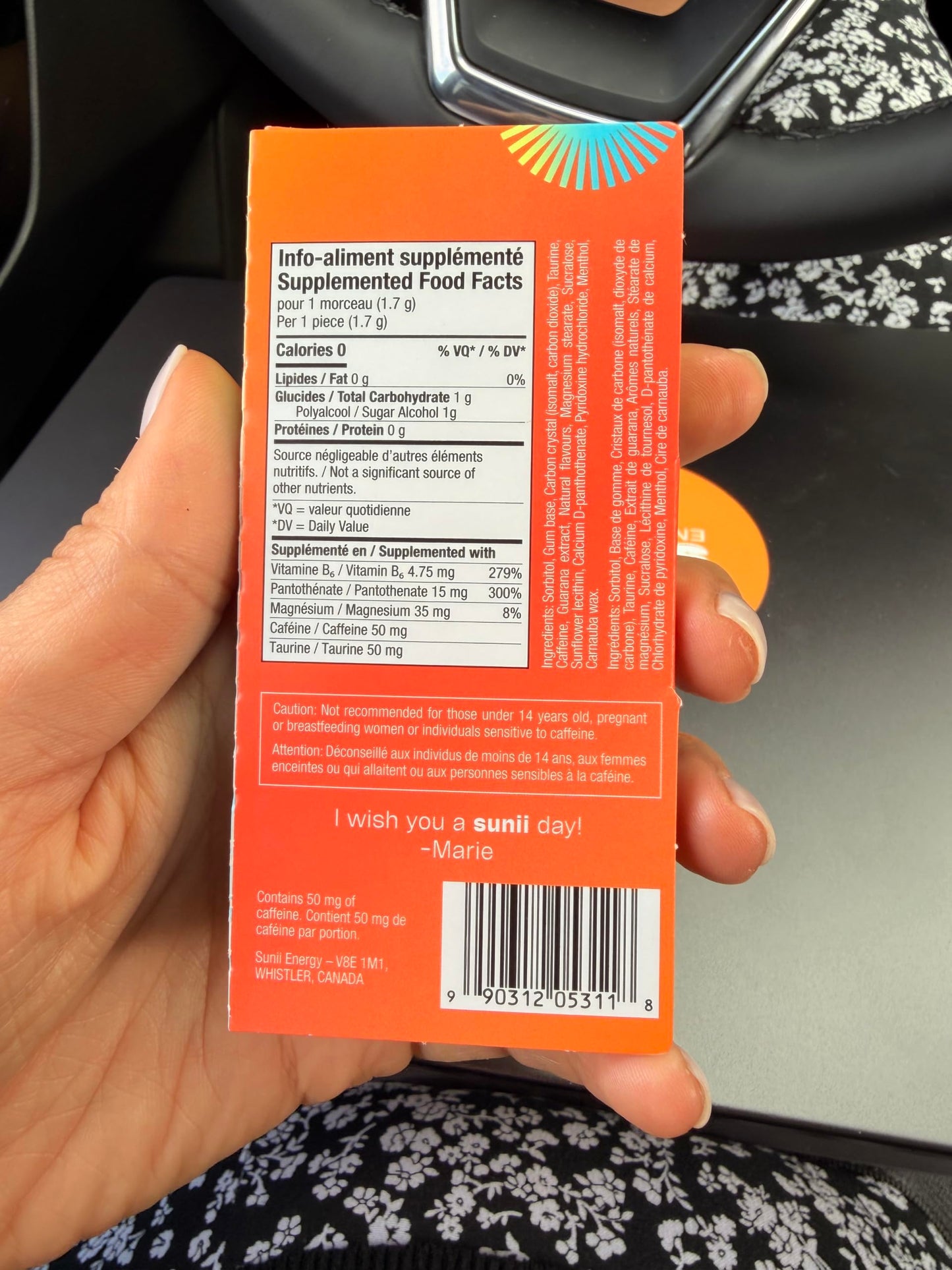 SUNII ENERGY GUM Nootropic Energy Gum Quick Boost Energy & Focus - Fresh Mint, 24 Tablets