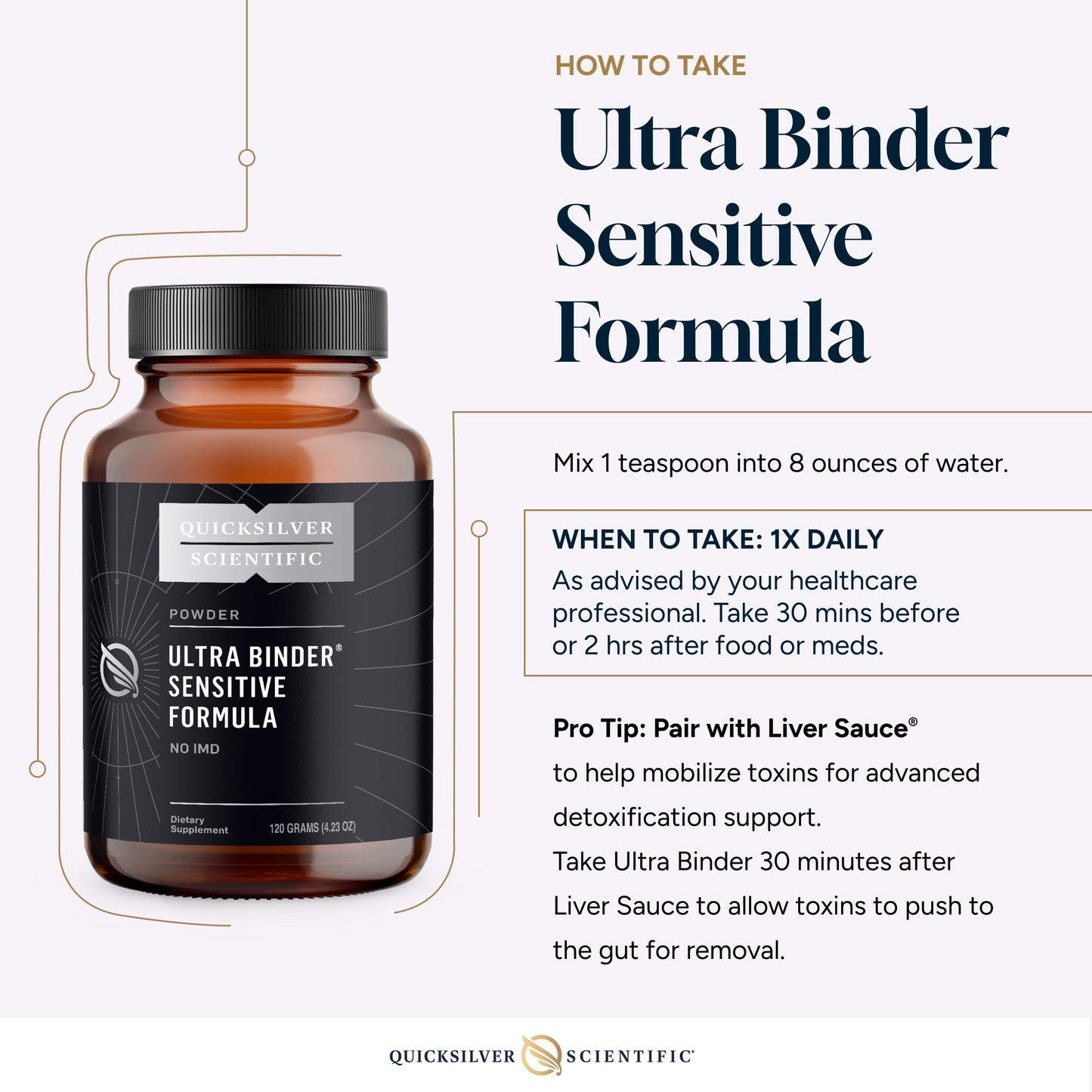 Quicksilver Scientific Ultra Binder Sensitive Formula Gut Health Supplement with Activated Charcoal, Bentonite Clay Cleansing Support Powder 4.23 Ounce