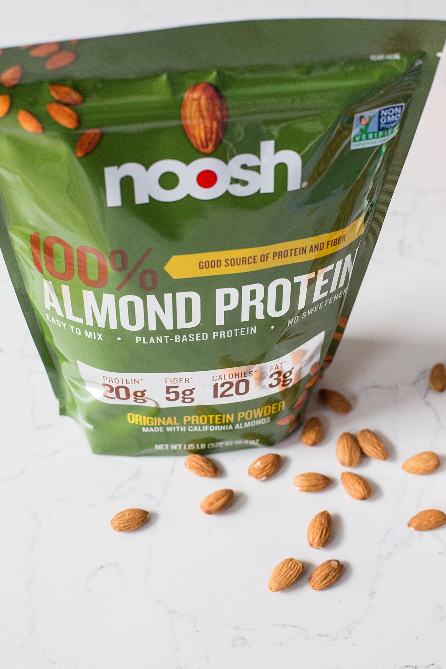 NOOSH Plant Based Almond Protein Powder Unflavored 18.4 oz