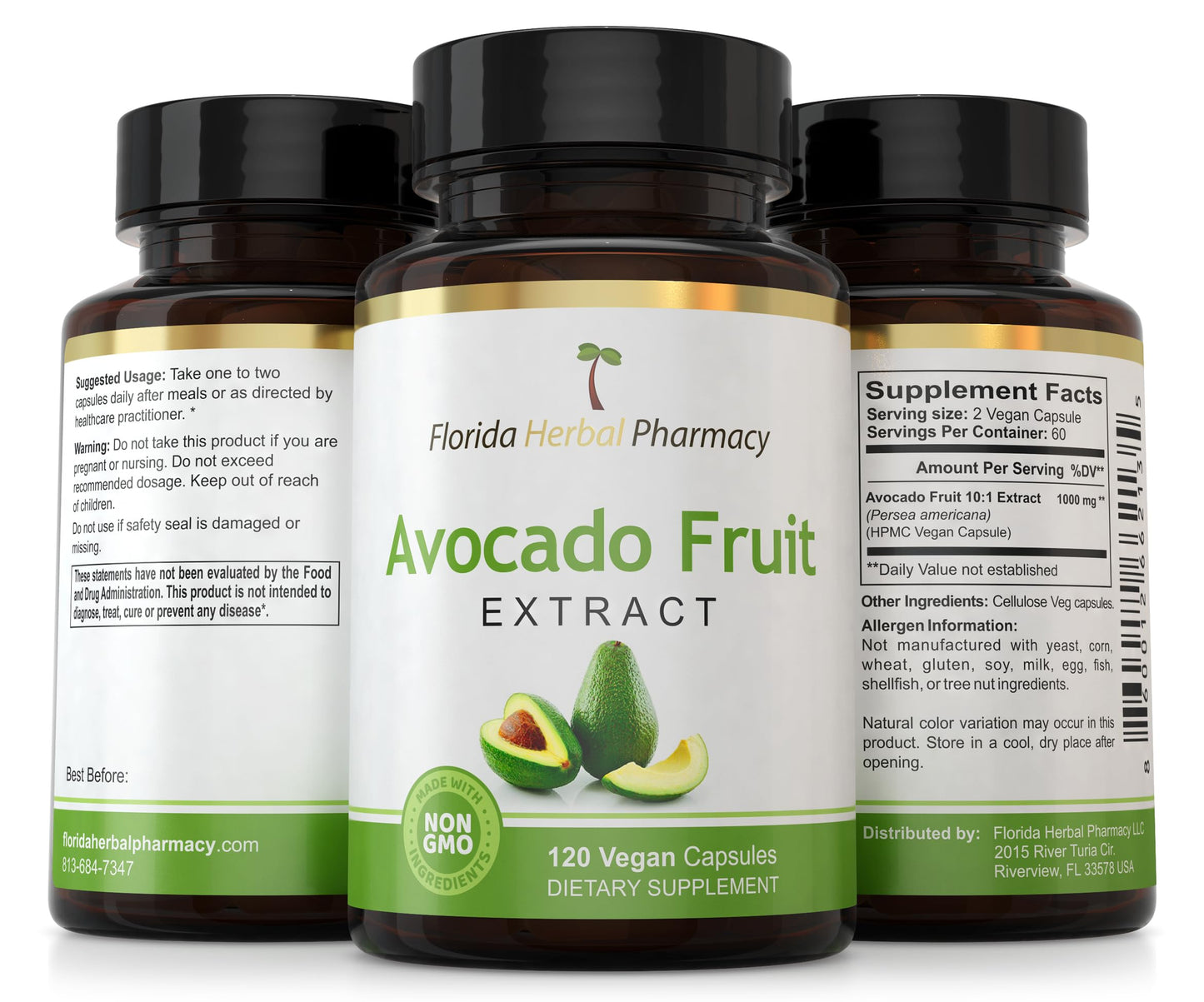 Florida Herbal Pharmacy Avocado Fruit Extract Supplement Capsules 120