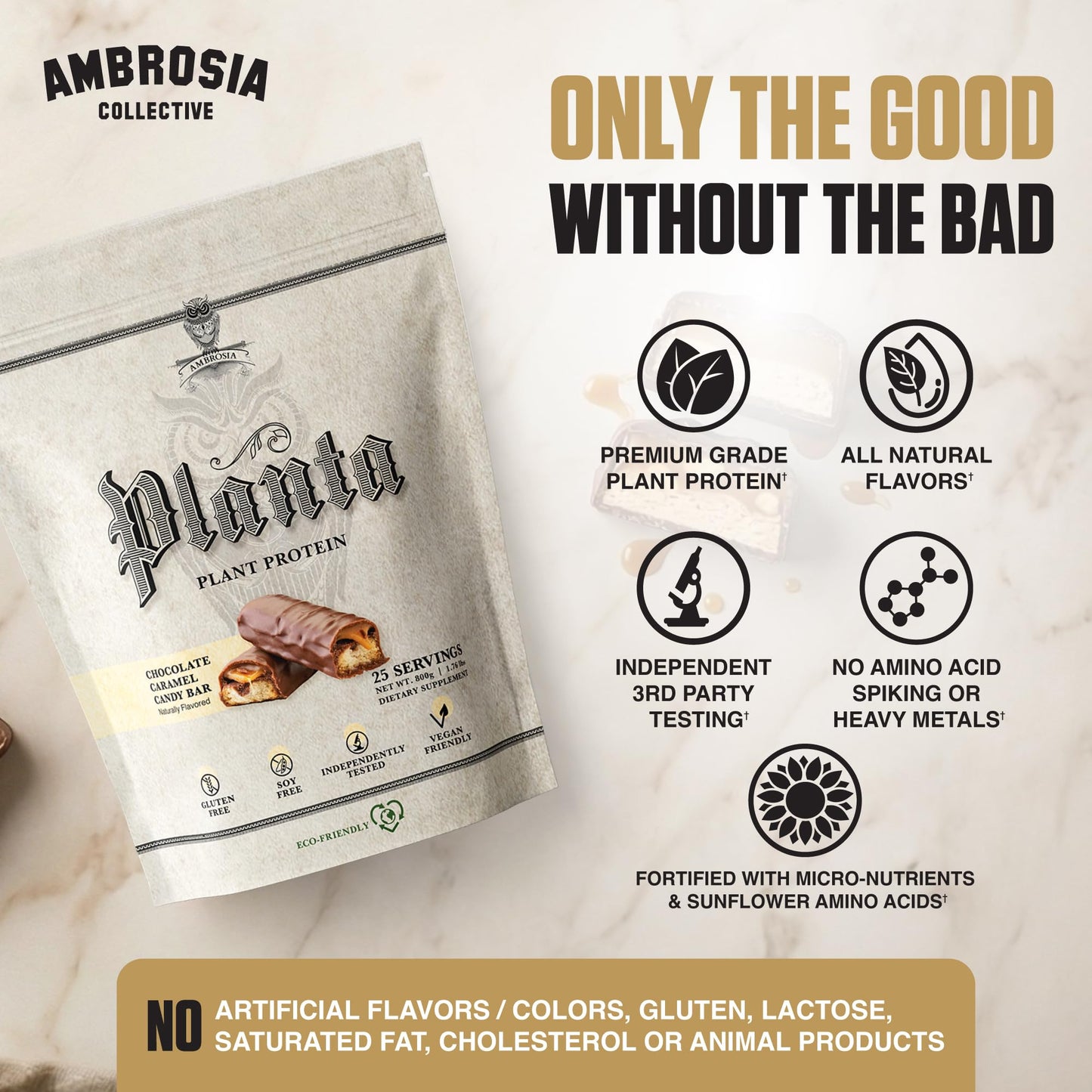 Ambrosia Plant Based Protein Powder Candy Bar 29.6 oz