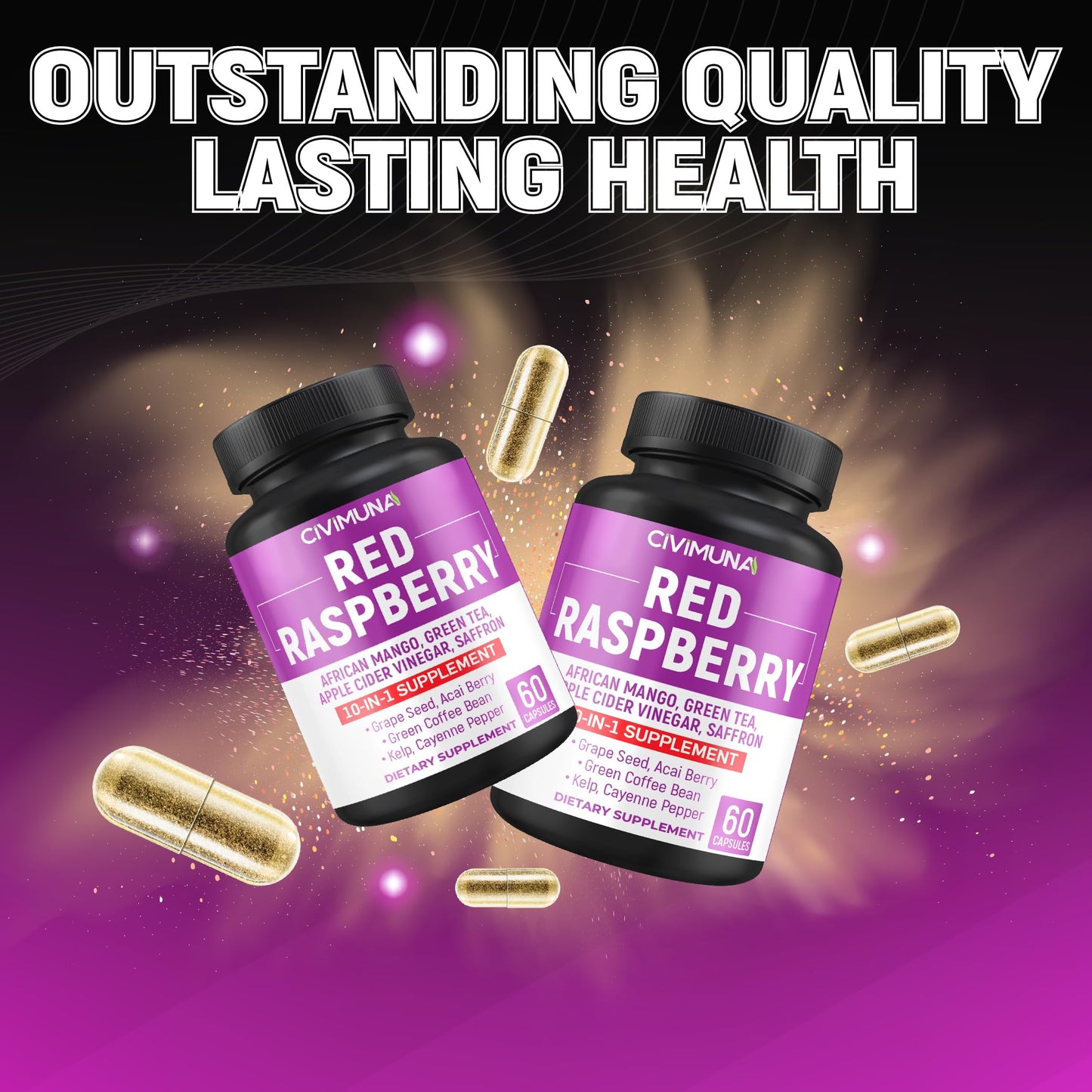 CIVIMUNA Red Raspberry Capsules, 120 Capsules