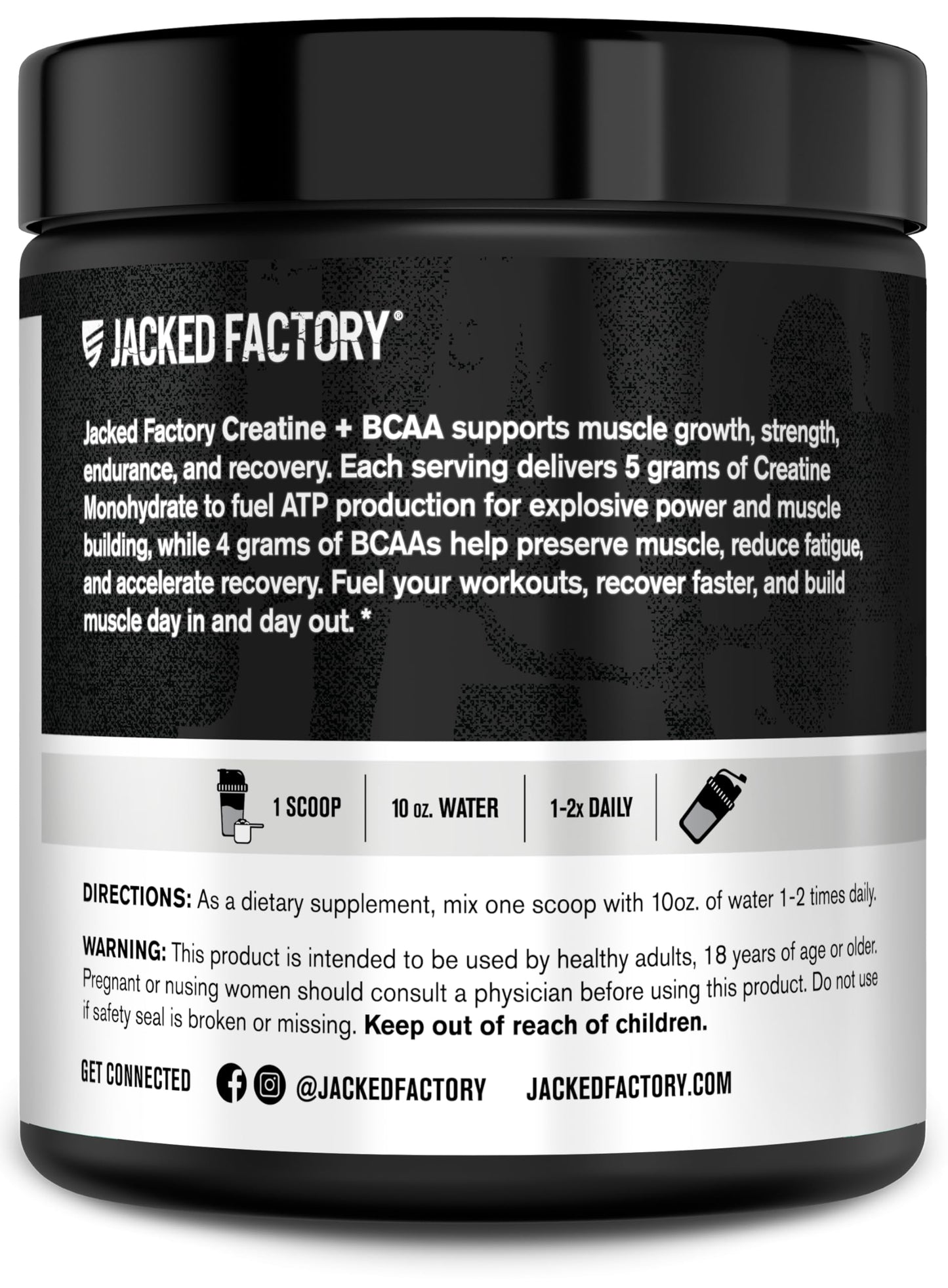 Jacked Factory Creatine Monohydrate + BCAA Powder, 30 Servings