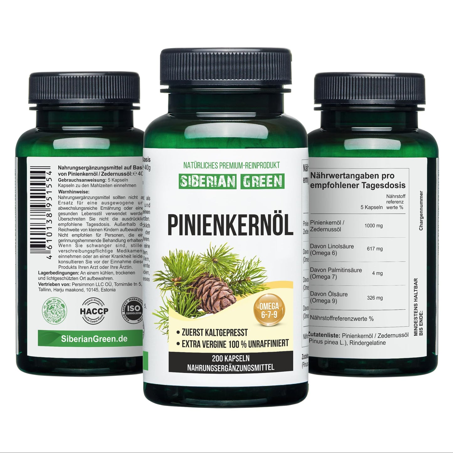 Siberian Green Pine Nut Oil Softgels 200 Count