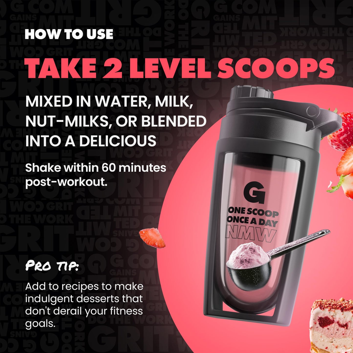 Gains in Bulk Lean Grass-Fed Whey Protein Powder With Collagen Peptides, 27 Servings