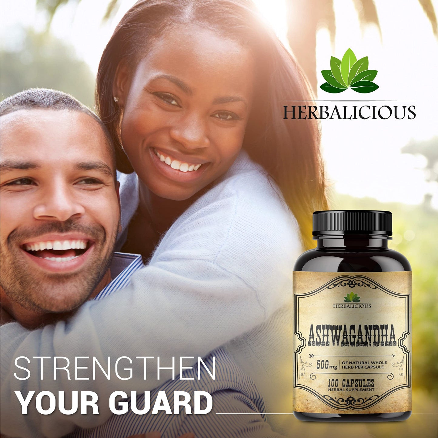 HERBALICIOUS Ashwagandha Supplement Capsules 100 Count
