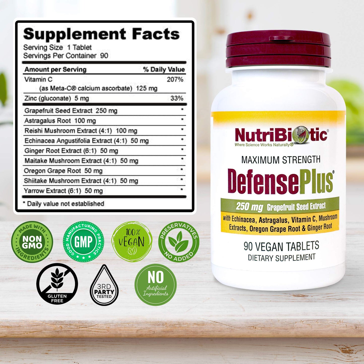 NutriBiotic DefensePlus 90 Tablets